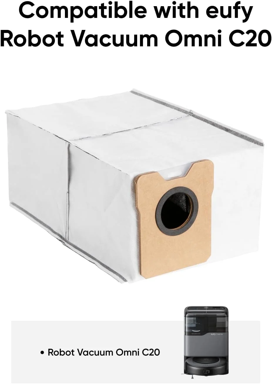 کیسه های گرد و غبار جایگزین eufy برای جاروبرقی رباتیک Omni C20، جداشدنی، ظرفیت بزرگ، شامل 6 عدد