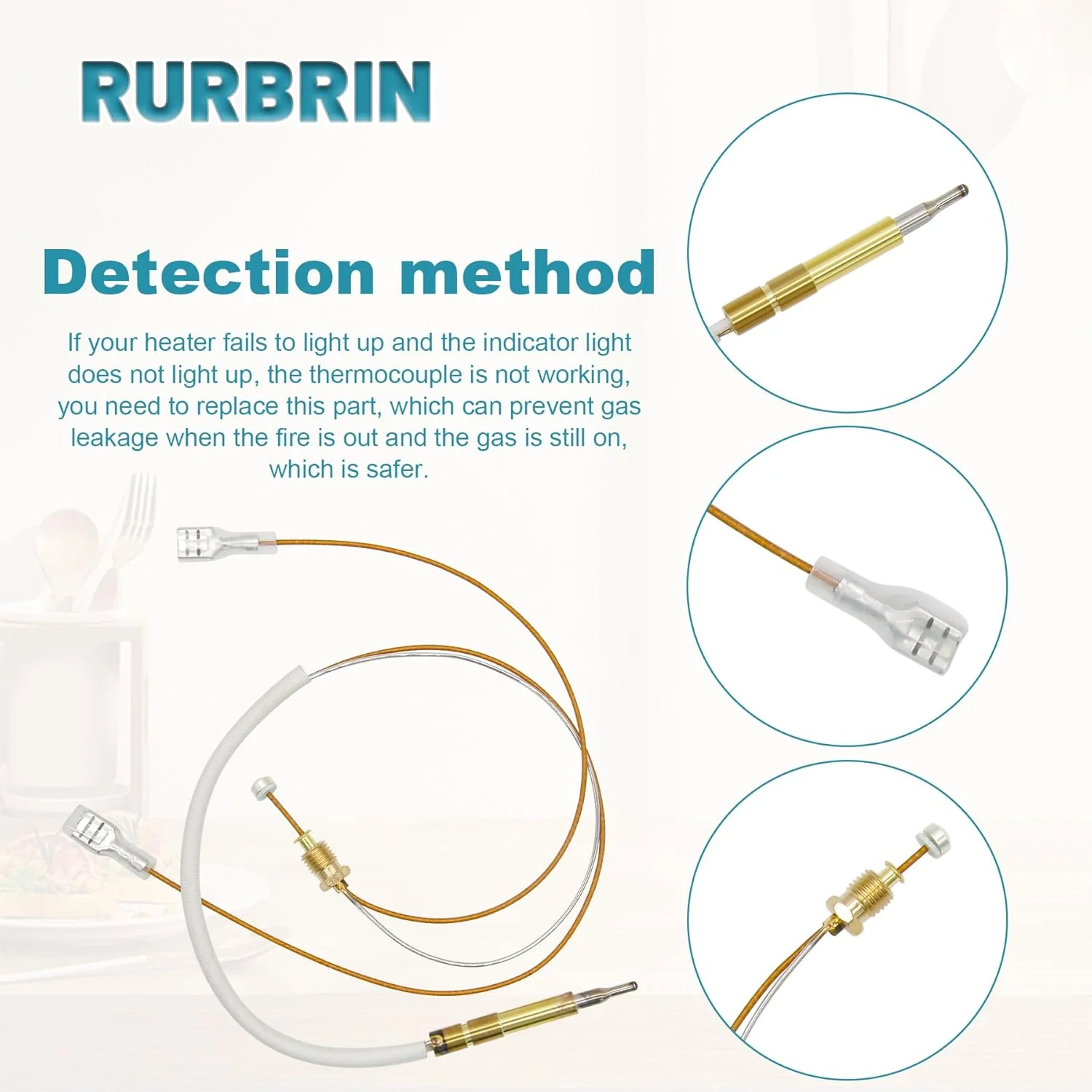 ترموکوپل جایگزین بخاری گازی پاسیو فضای باز RURBRIN به طول 34.8 سانتی متر (بسته 3 عددی)