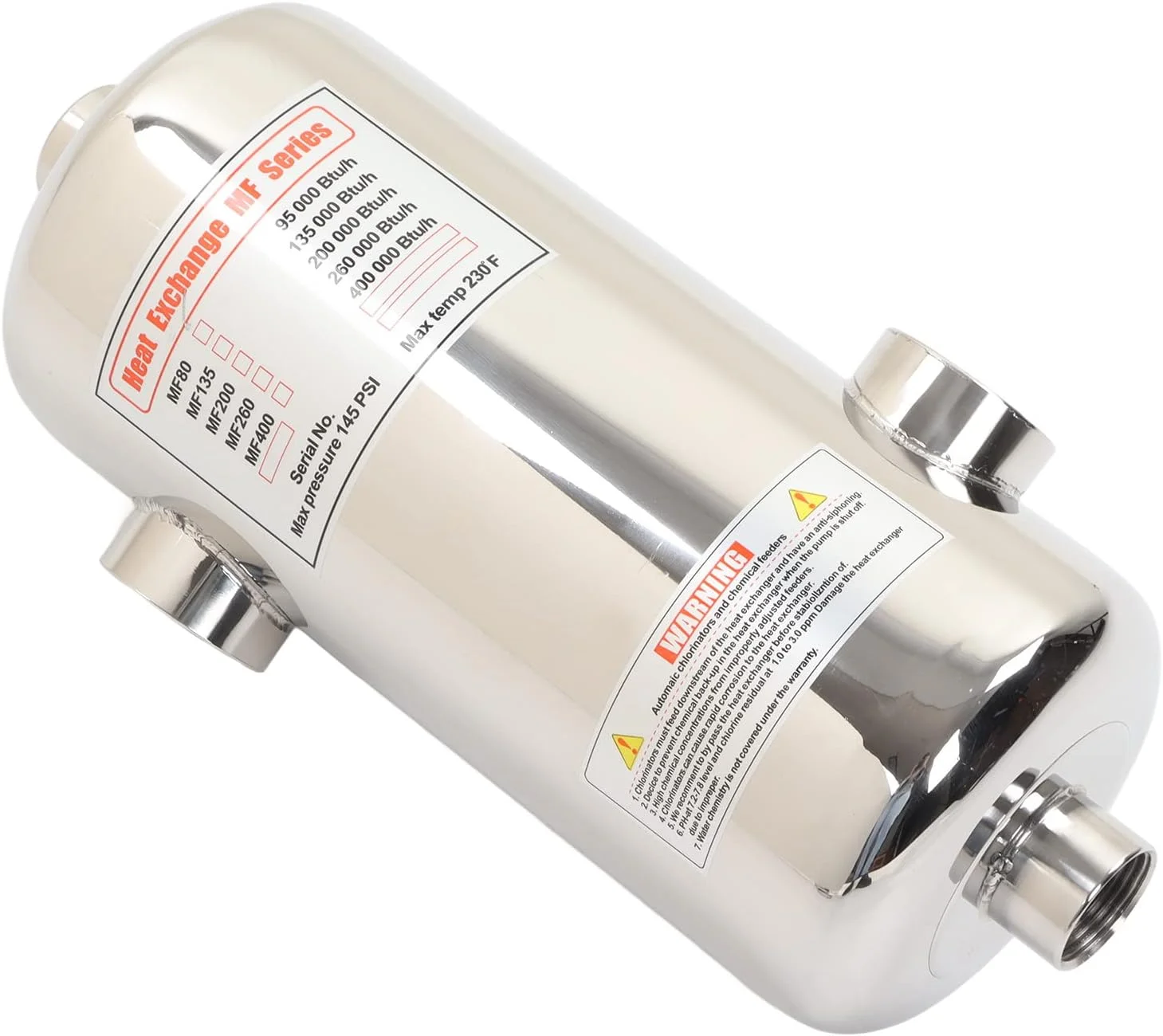 مبدل حرارتی استخر 40 کیلووات فولادی ضد زنگ برای گرمایش استخر شنا سازگار با سیستم خورشیدی، طراحی صرفه جویی در فضا، بخاری مقاوم در برابر خوردگی