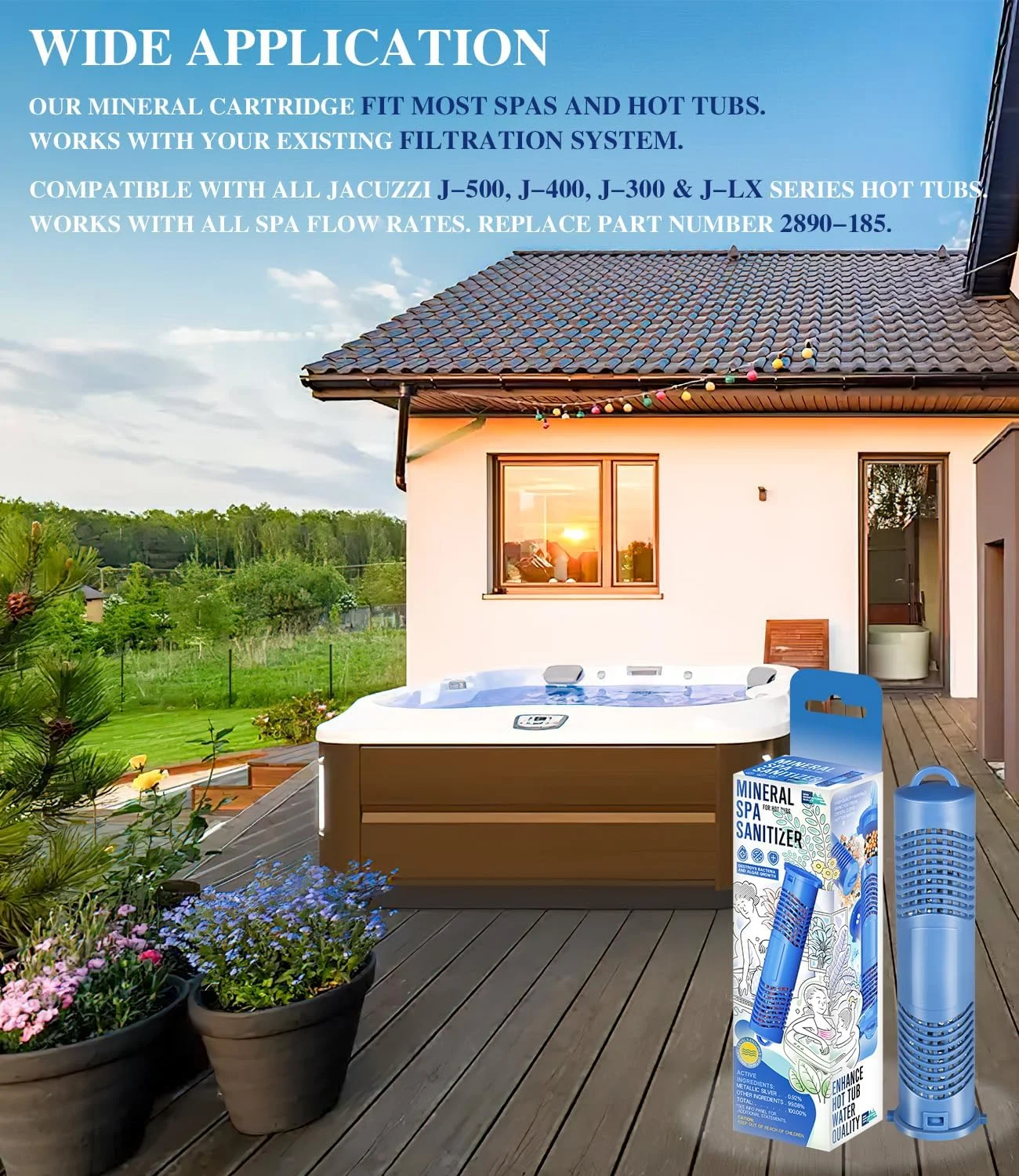 besttruck 1 عدد کارتریج معدنی 2890-185 برای نگهداری جکوزی اسپا، جایگزین برای تمام سری های J500 J400 J300 J-LX، سازگار با سیستم فیلتراسیون جکوزی