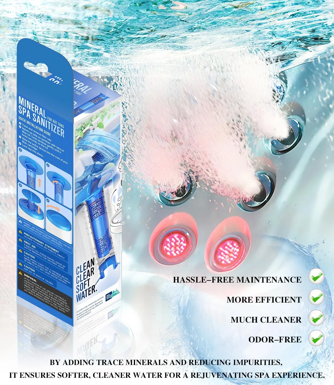 besttruck 1 عدد کارتریج معدنی 2890-185 برای نگهداری جکوزی اسپا، جایگزین برای تمام سری های J500 J400 J300 J-LX، سازگار با سیستم فیلتراسیون جکوزی