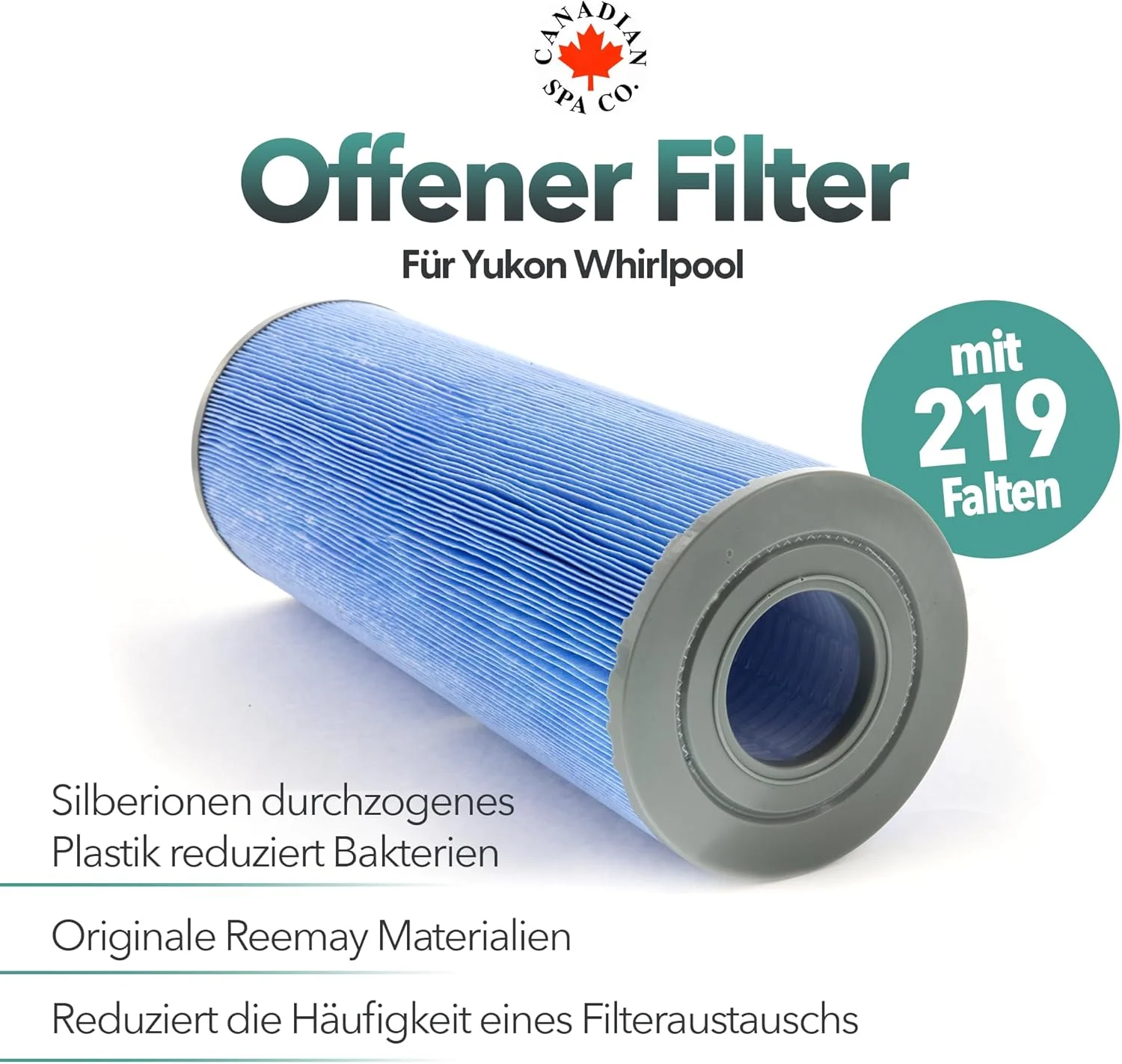 فیلتر جکوزی CANADIAN SPA CO. مدل Yukon، فیلتر باز، اندازه فیلتر 230x125x55mm، فیلتر جایگزین ضد میکروبی تصفیه آب جکوزی
