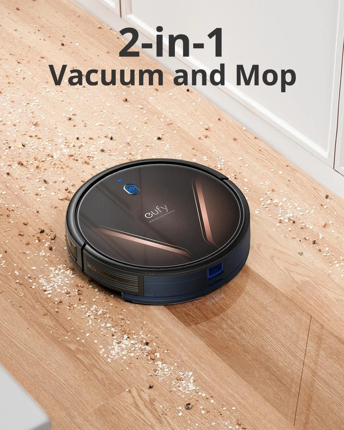 جاروبرقی رباتیک و تی‌شوی eufy RoboVac G20 Hybrid، مسیریابی پویا، قدرت مکش قوی 2500 پاسکال، جاروبرقی و تی‌شوی 2 در 1، فوق‌العاده باریک، کنترل از طریق اپلیکیشن و صدا، سازگار با الکسا، ایده‌آل برای تمیزکاری روزانه