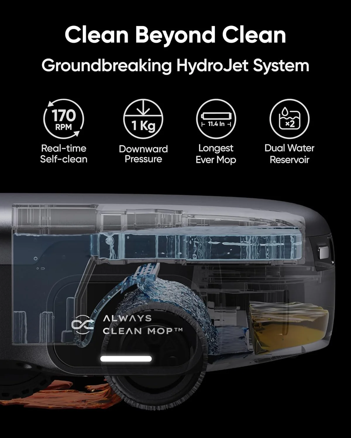 جاروبرقی رباتیک یوفی Omni S1 Pro، سیستم HydroJet با دستمال چرخشی، جاروبرقی رباتیک و تی ترکیبی، ازون Eco-Clean، مکش فوق العاده، اجتناب از موانع، شستشو و خشک کردن خودکار تی، تخلیه خودکار