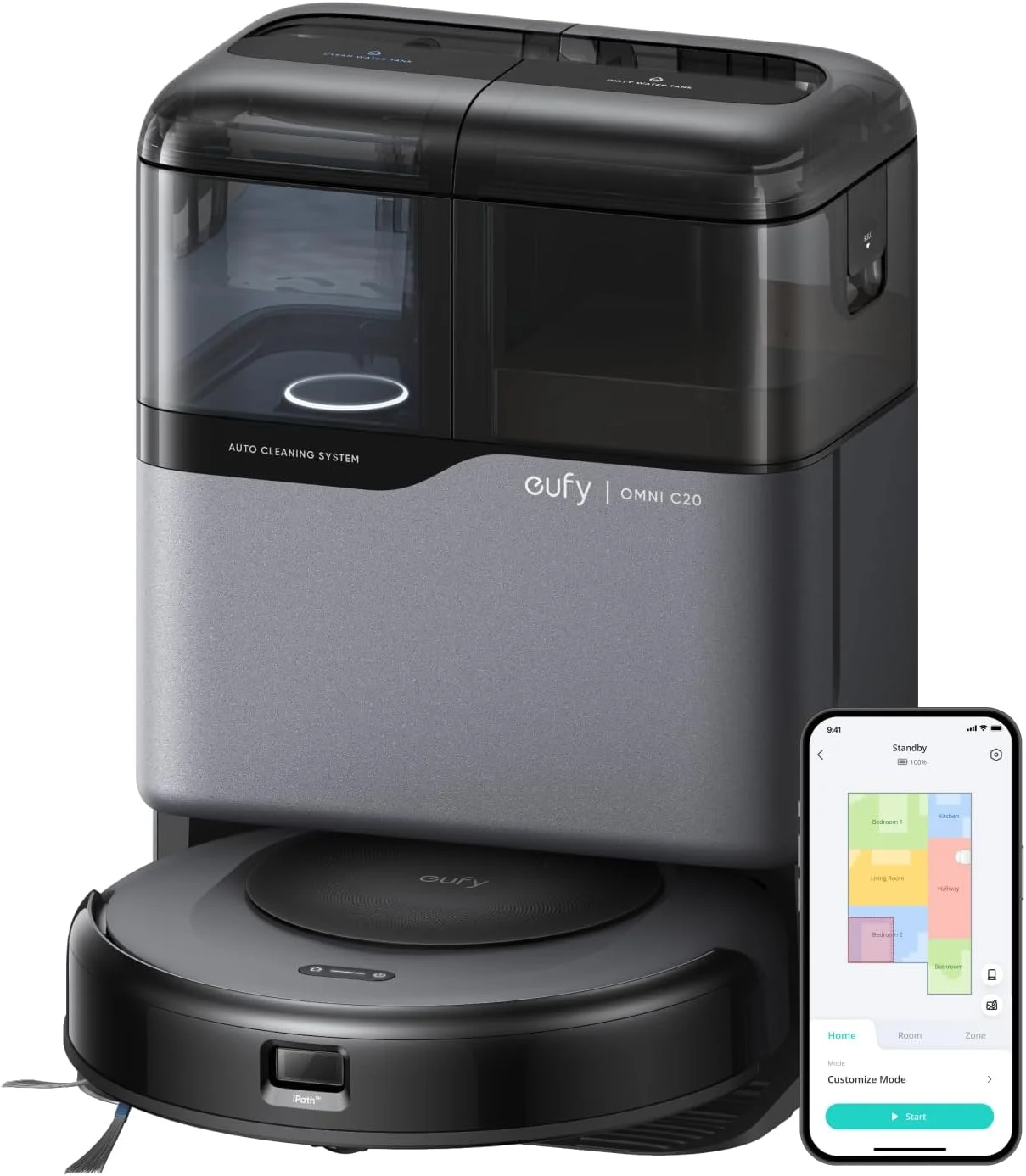 جاروبرقی رباتیک eufy Omni C20 با ایستگاه همه کاره، تخلیه خودکار، شستشو و خشک کردن تی برای تمیز کردن بدون دخالت دست، مکش قدرتمند 7000 پاسکال، بدنه فوق العاده باریک 3.35 اینچی، ترکیب جاروبرقی رباتیک و تی جاروبرقی رباتیک eufy Omni C20 با ایستگاه همه کاره، تخلیه خودکار، شستشو و خشک کردن تی برای تمیز کردن بدون دخالت دست، مکش قدرتمند 7000 پاسکال، بدنه فوق العاده باریک 3.35 اینچی، ترکیب جاروبرقی رباتیک و تی