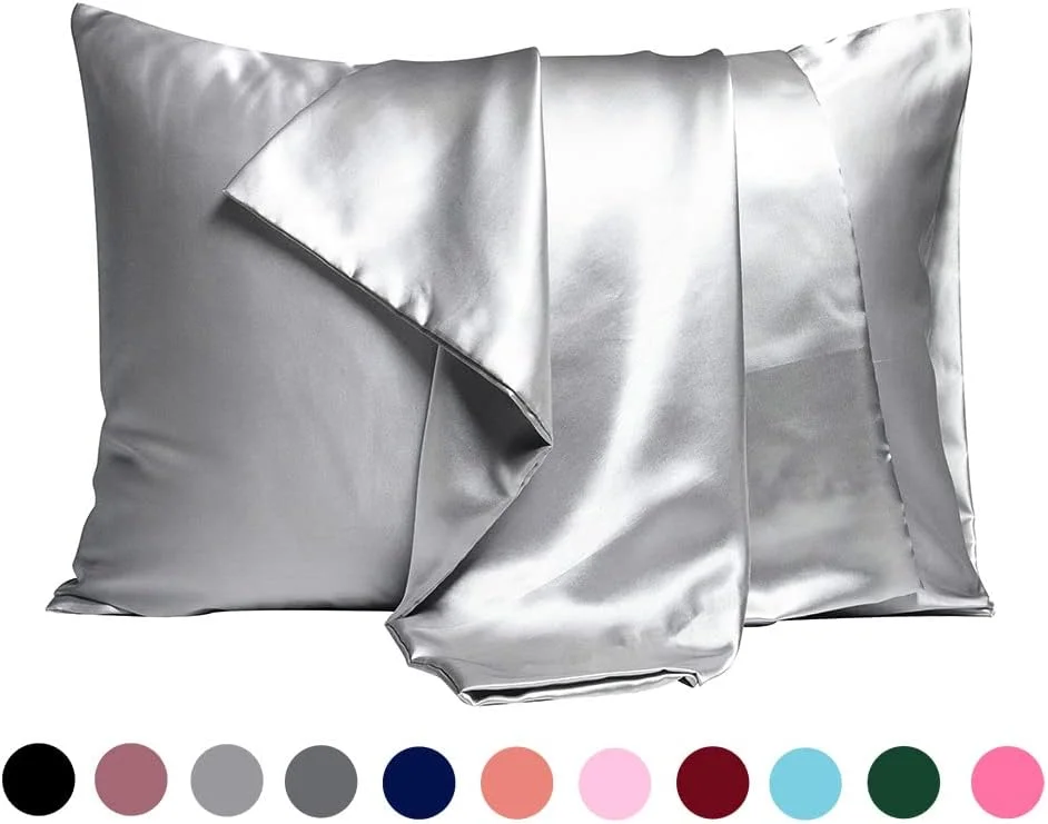 ساکسومهاو 3 عدد روبالشتی ابریشم مصنوعی، شب رویایی خود را با این روبالشتی راحت و تنفسی به ابعاد 51x102 سانتی متر (خاکستری روشن) آغاز کنید