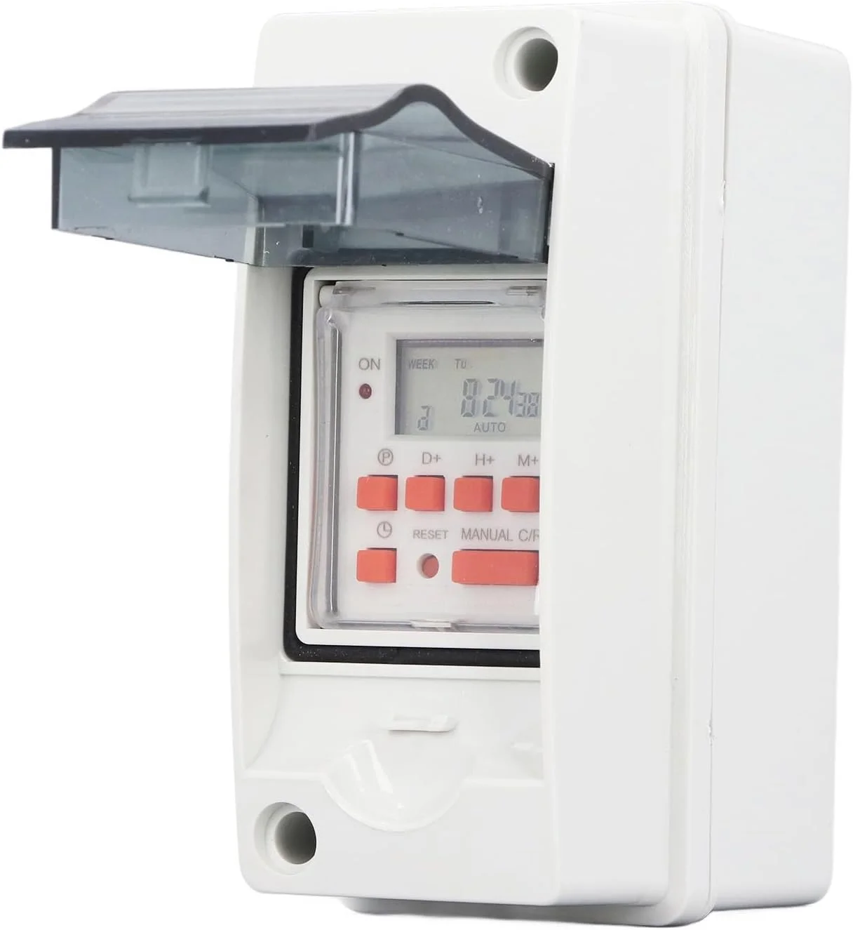 کلید تایمر دیجیتال با صفحه نمایش LCD قابل برنامه ریزی 7 روزه به همراه جعبه ضد آب کلید تایمر دیجیتال با صفحه نمایش LCD قابل برنامه ریزی 7 روزه به همراه جعبه ضد آب