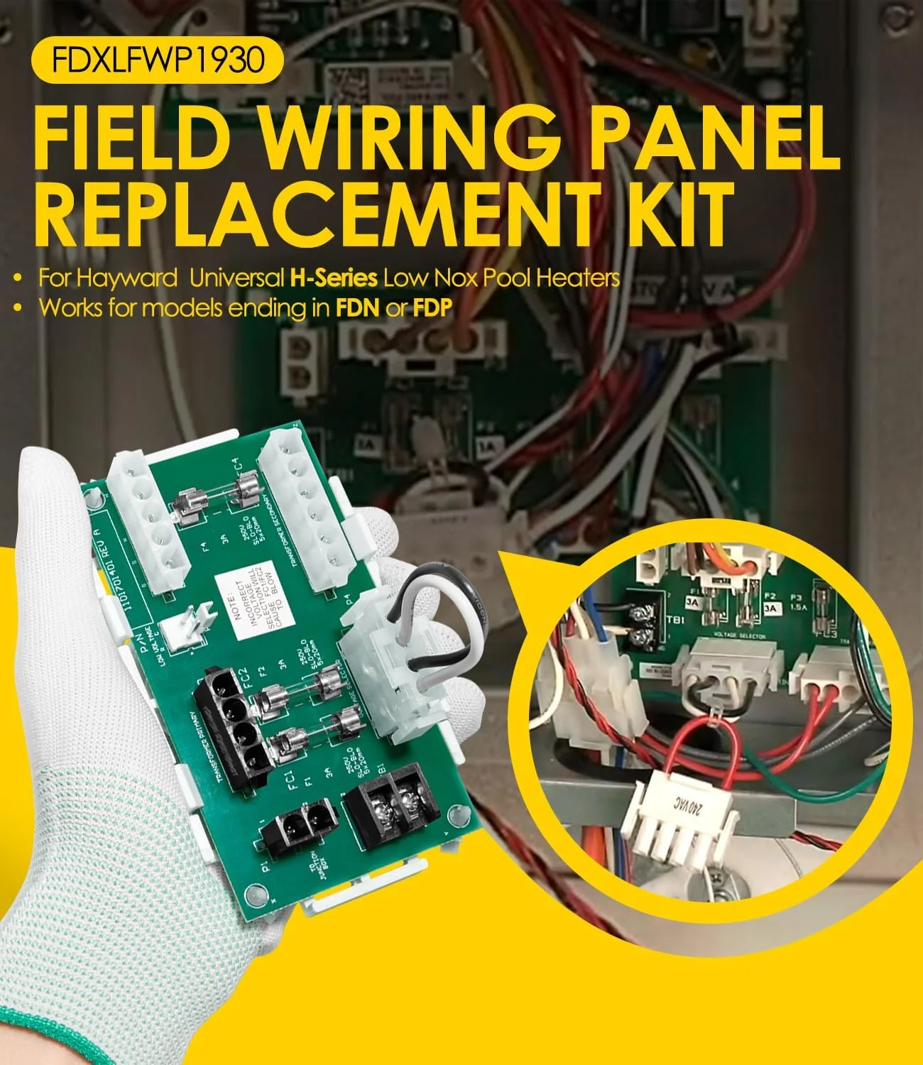 کیت جایگزینی پنل سیم کشی DearChan FDXLFWP1930 - برای بخاری های استخر کم Nox سری Hayward Universal H (H150FD, H200FD, H250FD, H300FD, H350FD, H400FD, H500FD)