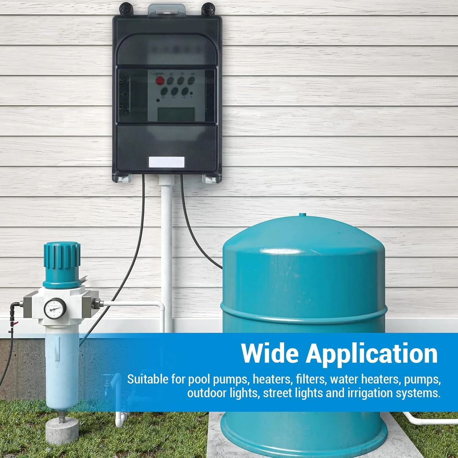 تایمر پمپ استخر، تایمر دیجیتال جعبه ای با پوسته رزین PC، سوئیچ تایمر پمپ ضد آب IP67 با قفل رمز عبور برای فیلترها، آبگرمکن ها، پمپ های تخلیه