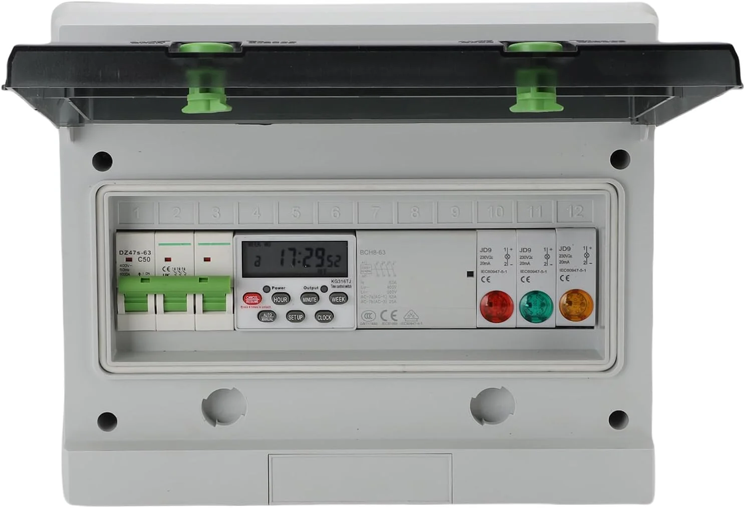 جعبه کلید تایمر دیجیتال 380 ولت AC، رله تایمر قابل برنامه ریزی 7 روزه با 16 تنظیمات روشن و خاموش، پنل کنترل زمان برای چراغ خیابان، لامپ نئون، استخر شنا