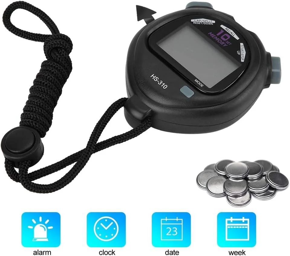 تایمر دیجیتال چند منظوره با صفحه نمایش بزرگ برای زمان دقیق، 60 پیکربندی حافظه برای کرونومتر، شمارنده زنگ هشدار برای علاقه مندان به ورزش (HS-310)