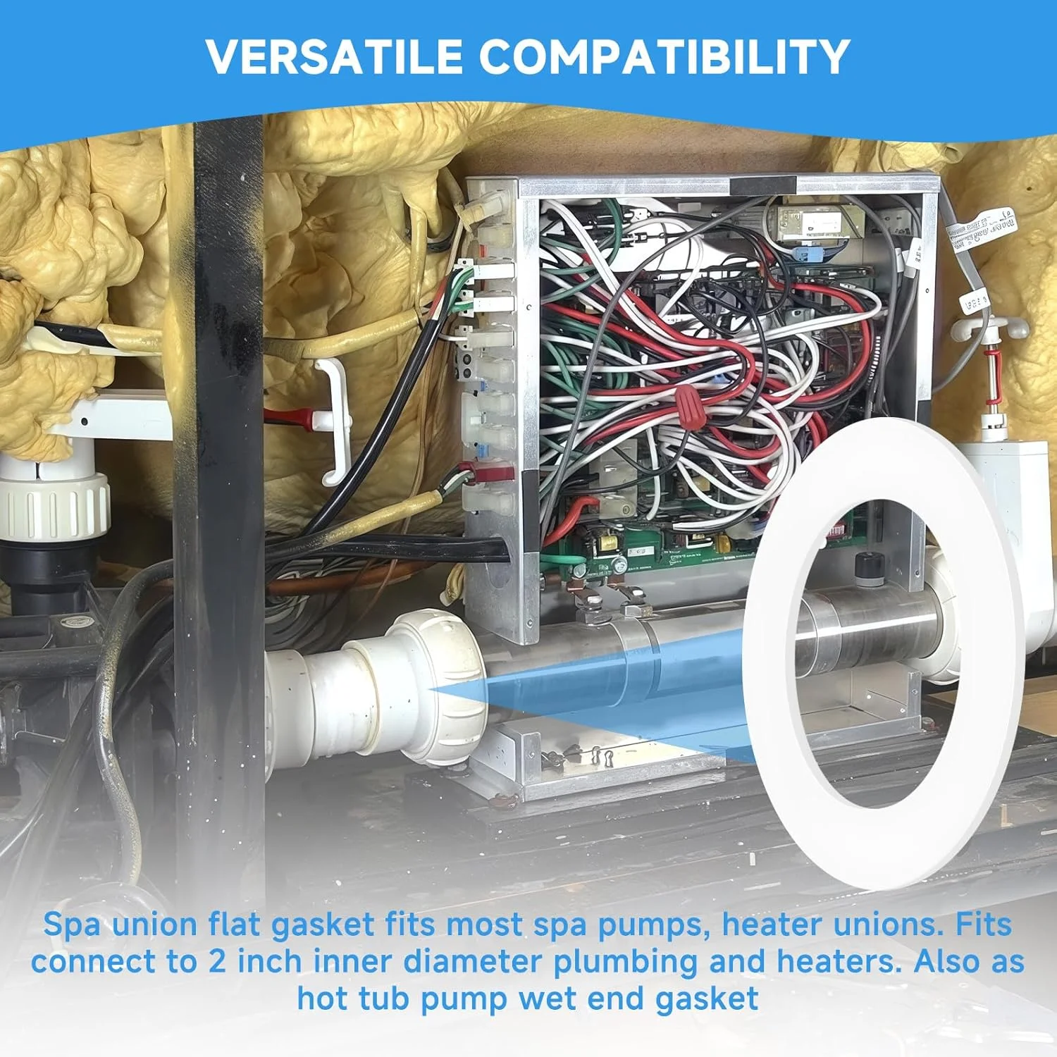 Cutetool (6 عددی) واشر/اورینگ اتصال پمپ و هیتر جکوزی، 2.2 اینچ ID، 3 اینچ OD، لوازم جانبی واشر تخت، مناسب برای اتصال بین هیترها و آب بندی پمپ برای جکوزی های مختلف