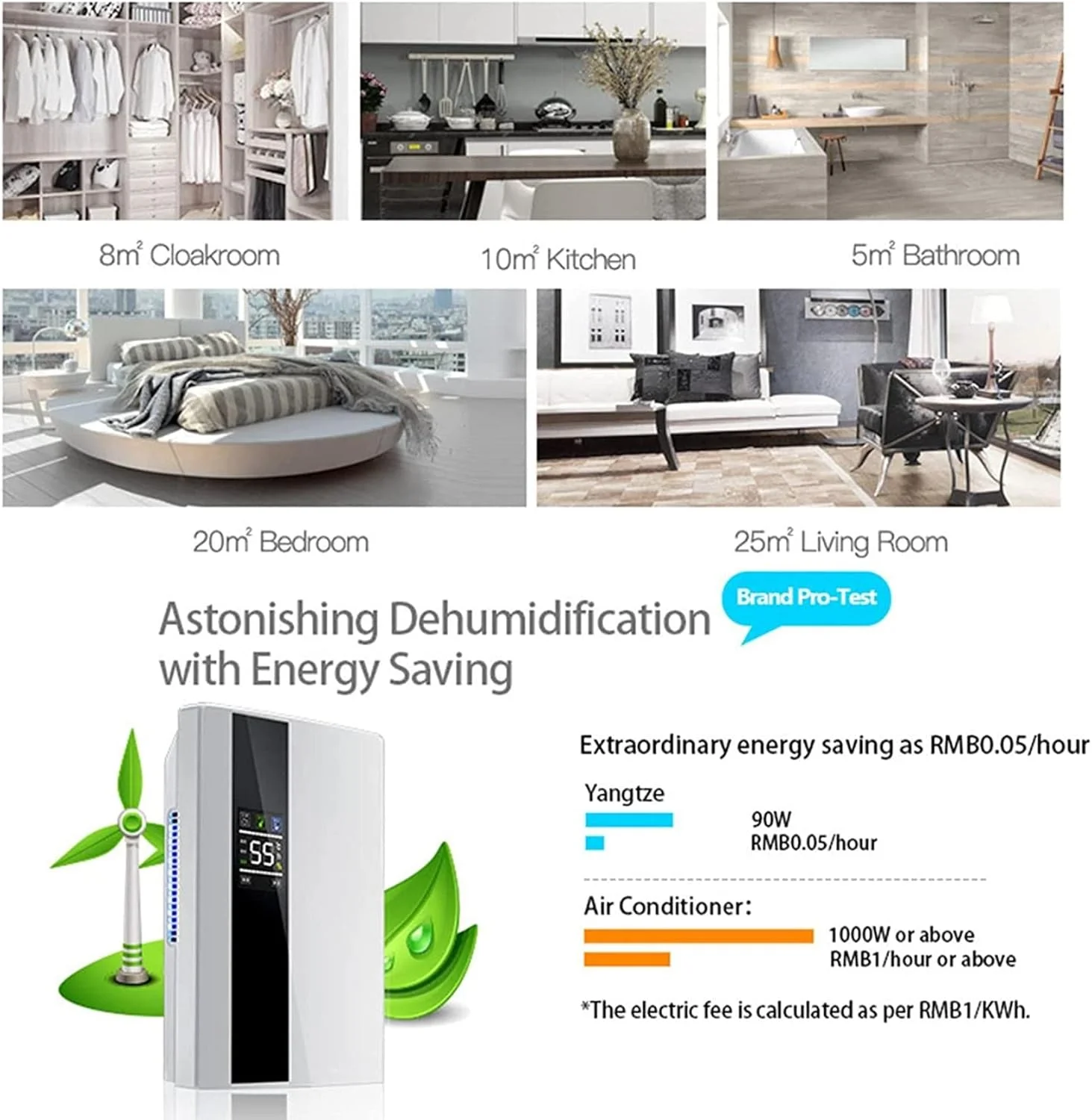 رطوبت گیر 2.2 لیتری AADECOR، جاذب رطوبت، بی صدا/کنترل از راه دور/تایمر، 110 ولت/220 ولت، با کنترل از راه دور/لوله تخلیه، برای جذب رطوبت زیرزمین