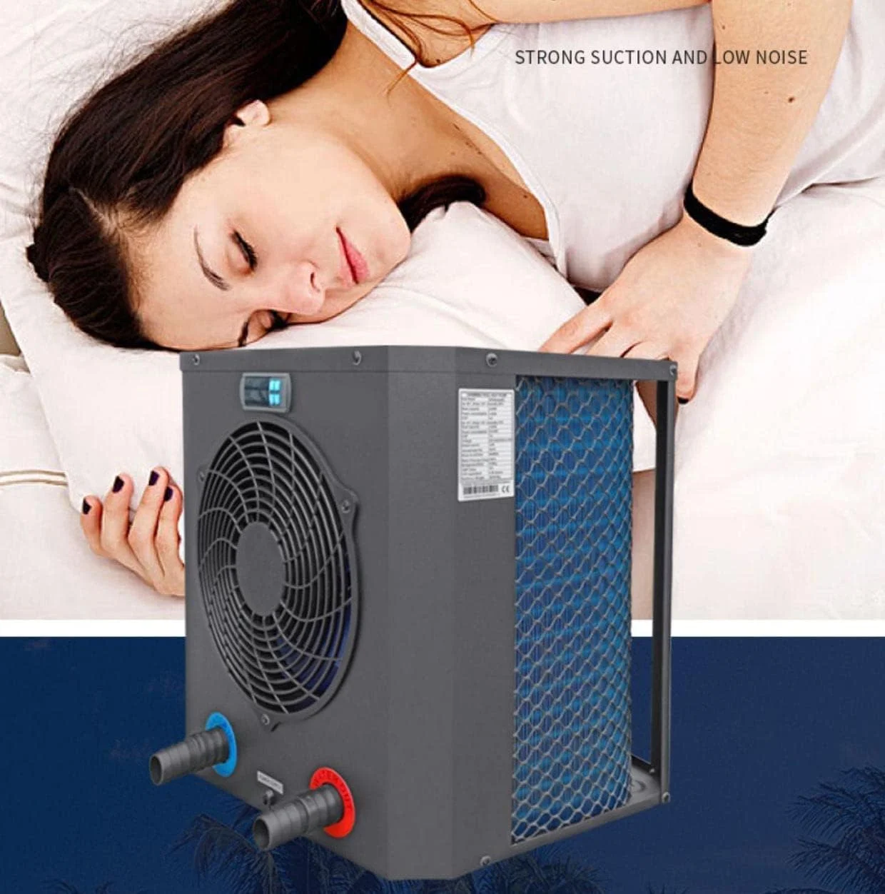 AJWYSOI Pool Heater, Swimming Pool Heat Pump, Electric Water Heater Swimming Pool and SPA Heater Digital Display Swimming Pool Thermostat for Swimming Pool, Wi-Fi Control