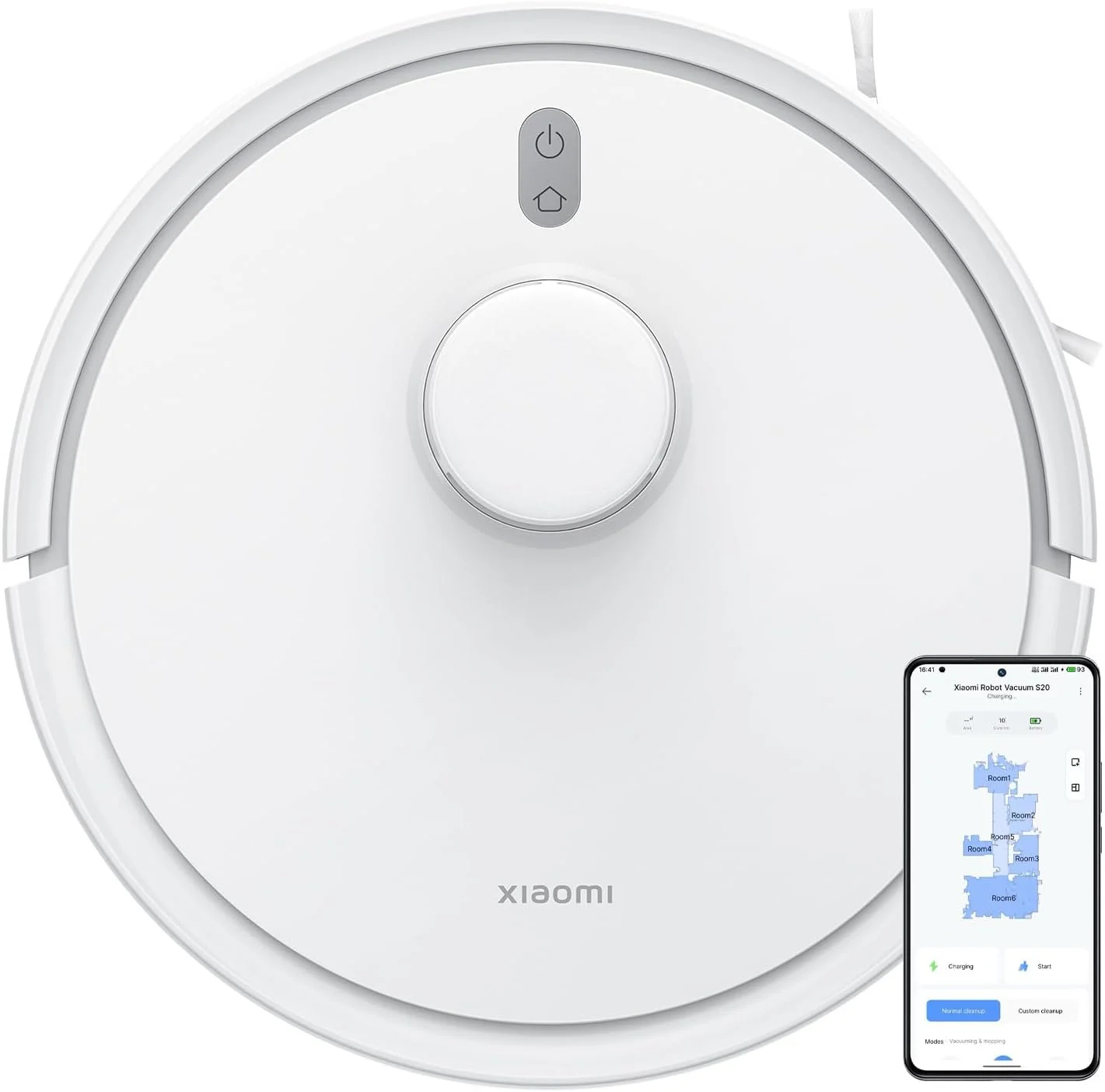 Xiaomi Robot Vacuum S20: 5000Pa Robot Vacuum and Mop with LDS Laser Navigation, Smart Mapping, 400mL Dustbin & 270mL Tank, Alexa/Google Assistant (White)