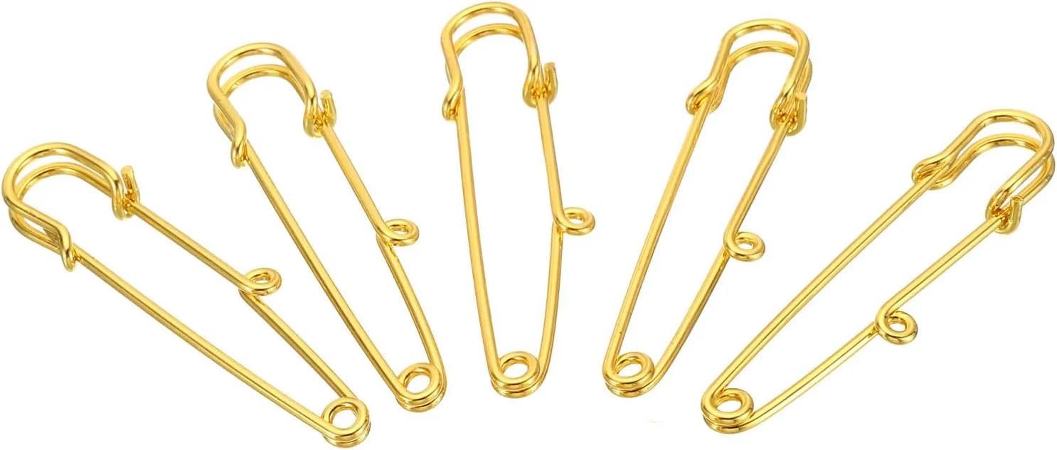 یُوکیو 20 عدد سنجاق قفلی، سنجاق فلزی تک سوراخ، مناسب برای دوخت نشان و کارهای دستی، عالی برای خانه، فروشگاه و استفاده روزانه (رنگ طلایی، 2.2 اینچ)