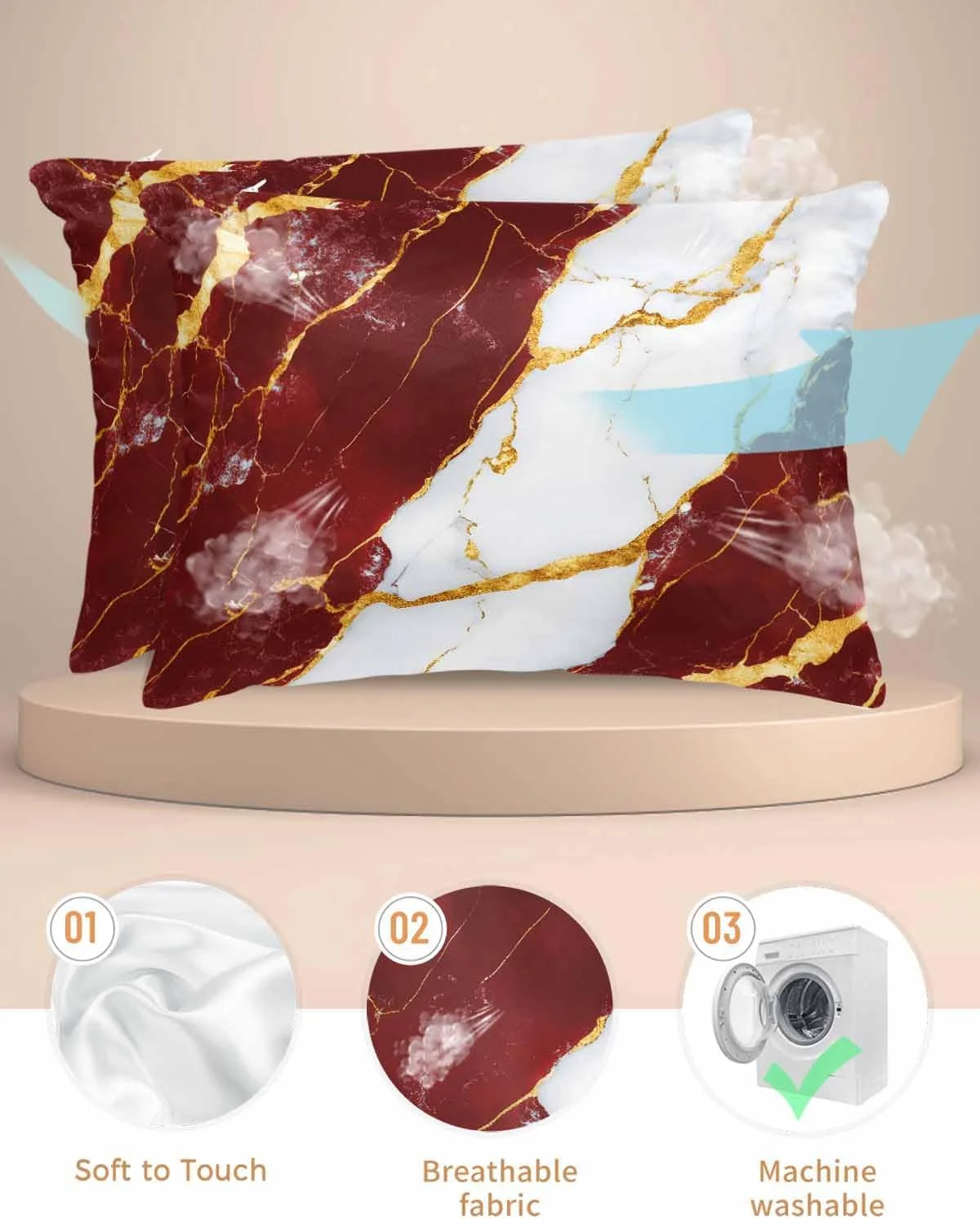 روبالشی ساتن طرح سنگ مرمر قرمز برای مو و پوست، طرح فویل طلایی مدرن و وینتیج، بسته 2 عددی با زیپ، فوق العاده نرم و خنک، مشابه روکش بالش ابریشمی، 50x75 سانتی متر روبالشی ساتن طرح سنگ مرمر قرمز برای مو و پوست، طرح فویل طلایی مدرن و وینتیج، بسته 2 عددی با زیپ، فوق العاده نرم و خنک، مشابه روکش بالش ابریشمی، 50x75 سانتی متر