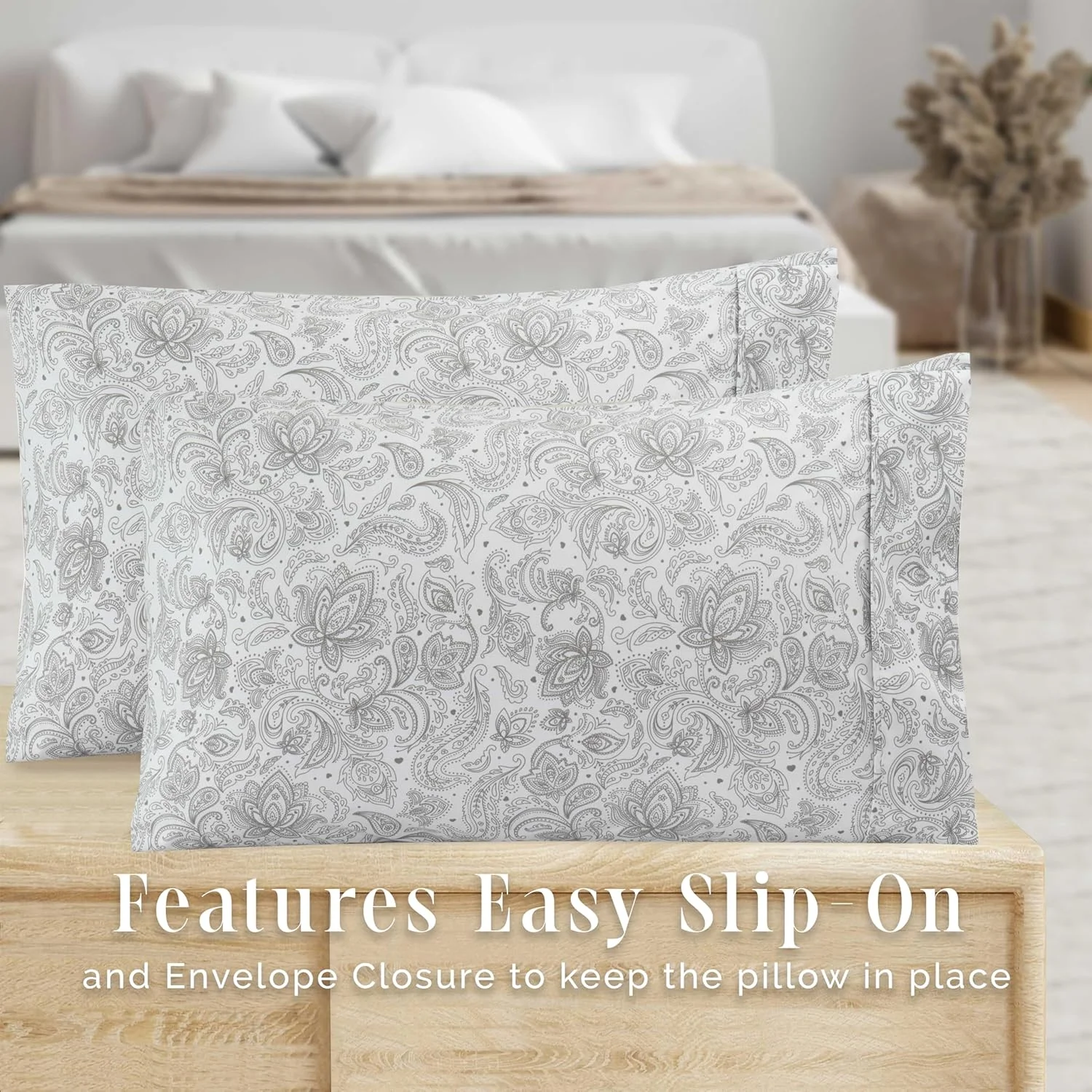 ست دو عددی روبالشتی طرح گلدار بسیار نرم Elegant Comfort - میکروفیبر با کیفیت عالی 1500، نرم و لطیف با بستن پاکتی - کینگ، پیزلی خاکستری ست دو عددی روبالشتی طرح گلدار بسیار نرم Elegant Comfort - میکروفیبر با کیفیت عالی 1500، نرم و لطیف با بستن پاکتی - کینگ، پیزلی خاکستری