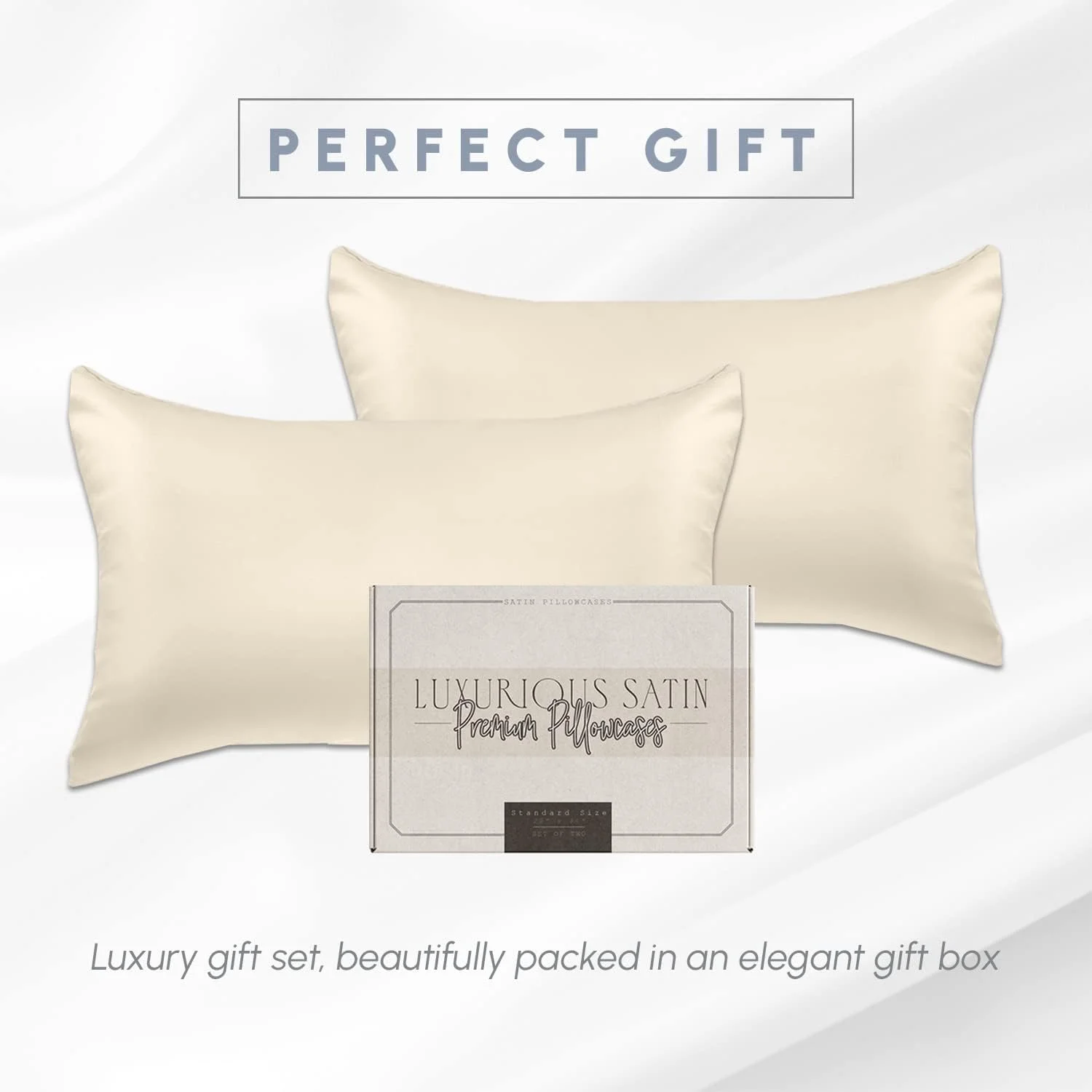ست روبالشی ساتن ویسکوز خنک کننده 2 عددی Elegant Comfort با زیپ مخفی، نرم و ابریشمی برای بهترین مراقبت از مو و پوست - جعبه هدیه زیبا - ست روبالشی ساتن 2 تکه، استاندارد/کویین، کرم ست روبالشی ساتن ویسکوز خنک کننده 2 عددی Elegant Comfort با زیپ مخفی، نرم و ابریشمی برای بهترین مراقبت از مو و پوست - جعبه هدیه زیبا - ست روبالشی ساتن 2 تکه، استاندارد/کویین، کرم