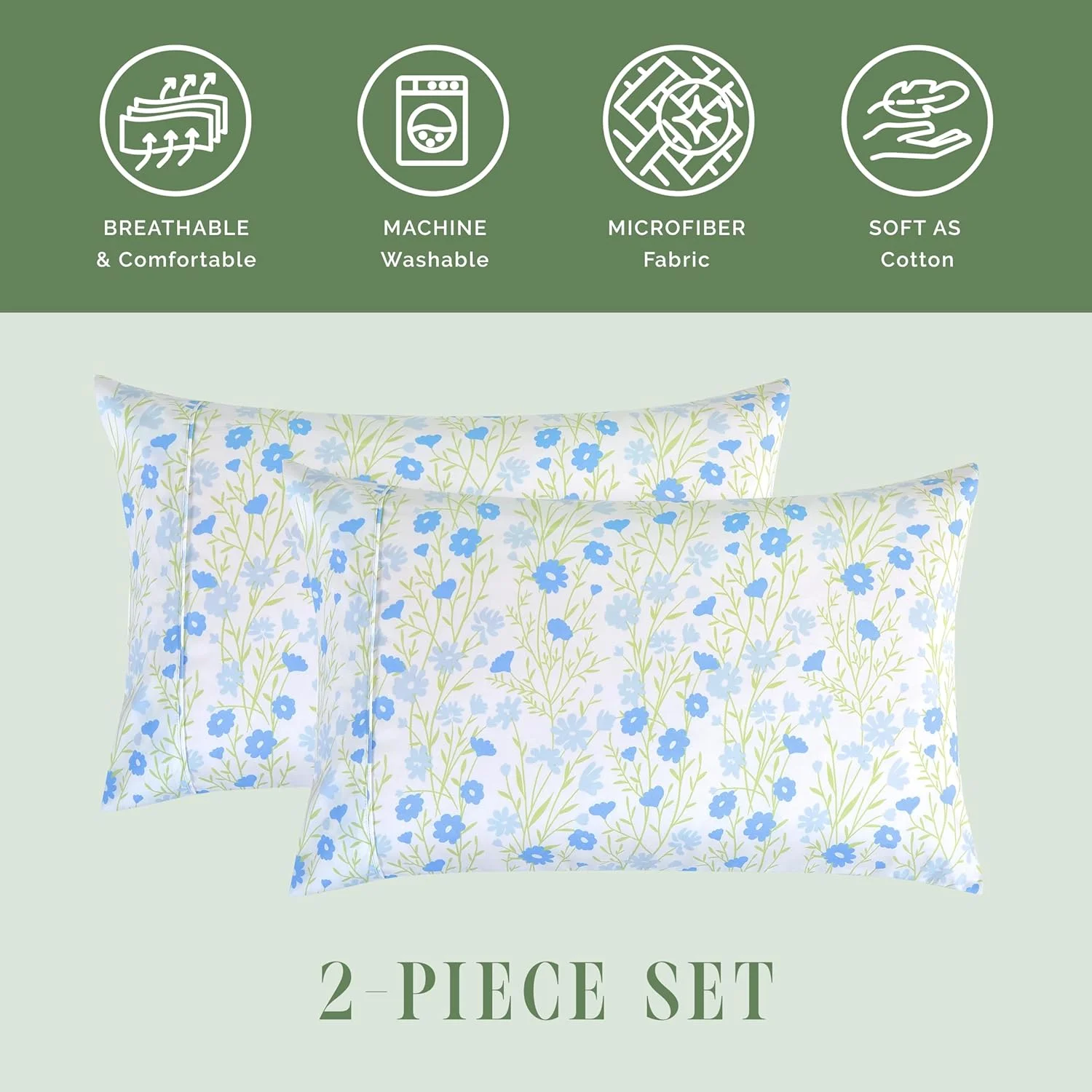 ست 2 عددی روبالشتی طرح گلدار فوق العاده نرم Elegant Comfort - میکروفایبر 1500 با کیفیت عالی هتل، نرم و لطیف با بستن پاکتی - سایز کینگ، لورل آبی ست 2 عددی روبالشتی طرح گلدار فوق العاده نرم Elegant Comfort - میکروفایبر 1500 با کیفیت عالی هتل، نرم و لطیف با بستن پاکتی - سایز کینگ، لورل آبی