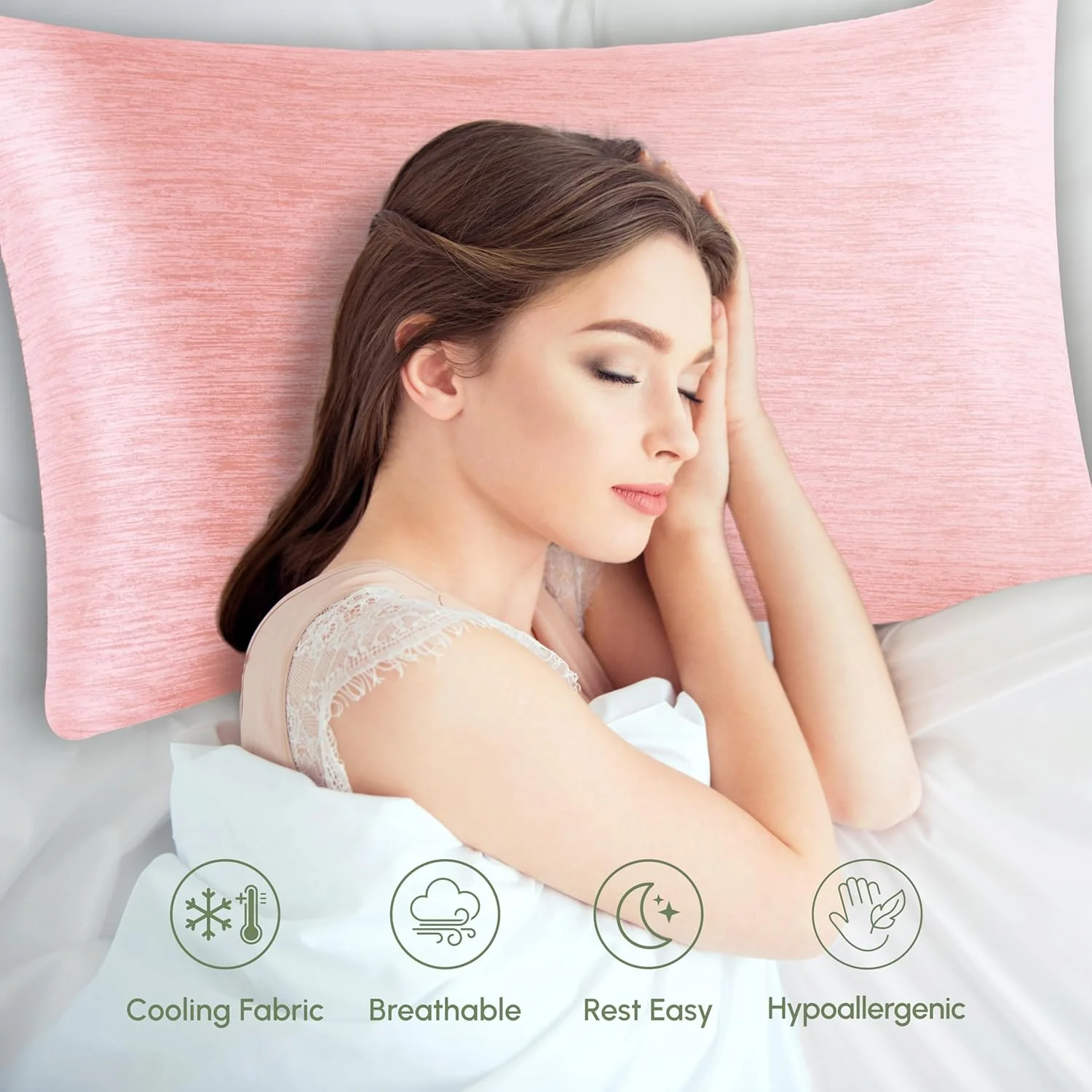 ست روبالشتی خنک کننده ممتاز Elegant Comfort برای افراد گرمایی، ست 2 عددی روبالشتی لوکس Arc-Chill، نرم و بادوام و قابل تنفس، روکش های سرد و برگشت پذیر برای مو و پوست، سایز کوئین، صورتی روشن ست روبالشتی خنک کننده ممتاز Elegant Comfort برای افراد گرمایی، ست 2 عددی روبالشتی لوکس Arc-Chill، نرم و بادوام و قابل تنفس، روکش های سرد و برگشت پذیر برای مو و پوست، سایز کوئین، صورتی روشن