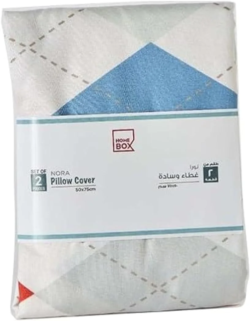 ست دو عددی روکش بالش میکروفایبر طرح چهارخانه برگشت پذیر هوم باکس مدل نورا - 50x75 سانتی متر