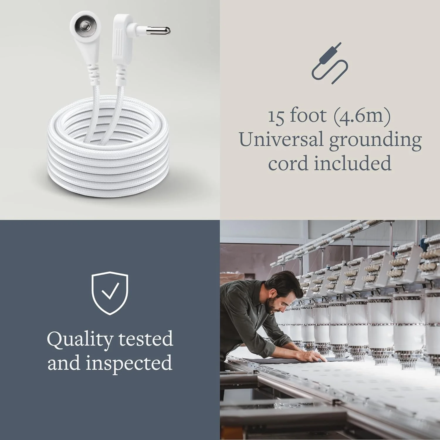 روبالشی گراندینگ GroundLuxe خاکستری با سیم 15 فوتی (خاکستری)… روبالشی گراندینگ GroundLuxe خاکستری با سیم 15 فوتی (خاکستری)…