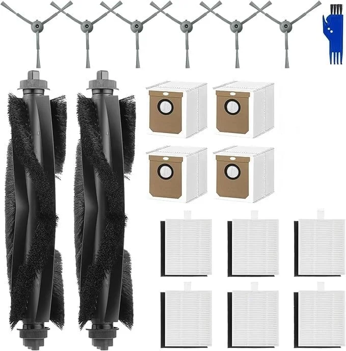 کیت لوازم جانبی جایگزین XICEN برای جاروبرقی رباتیک eufy L60 L50 L60 SES L50 SES، بسته 18 عددی شامل 2 برس اصلی، 6 فیلتر، 6 برس جانبی، 4 کیسه گرد و غبار (18)