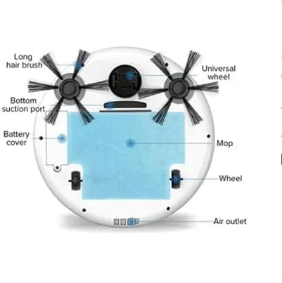 جاروبرقی رباتیک چند منظوره ZZQYYQ با قدرت 1800 پاسکال، 3 در 1، شارژ خودکار، هوشمند، خشک و مرطوب (رنگ: سفید) جاروبرقی رباتیک چند منظوره ZZQYYQ با قدرت 1800 پاسکال، 3 در 1، شارژ خودکار، هوشمند، خشک و مرطوب (رنگ: سفید)