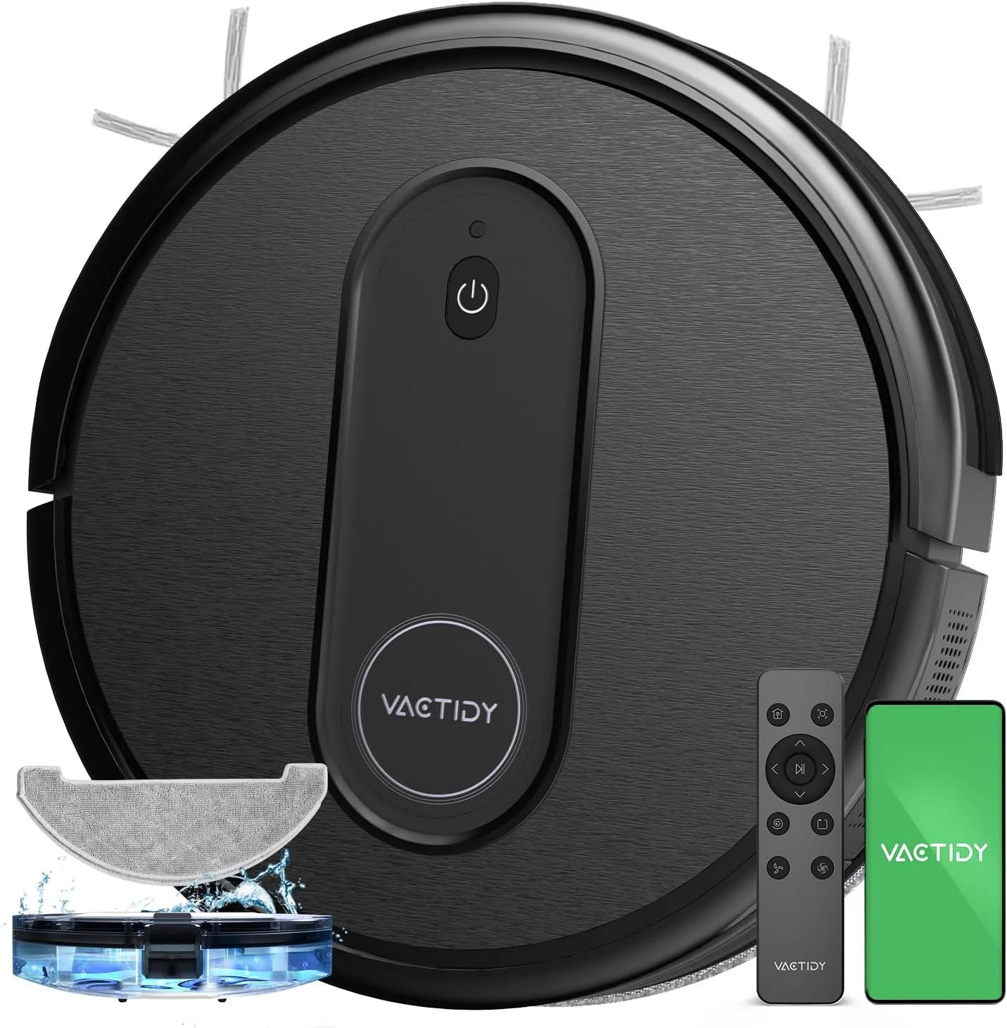 جاروبرقی رباتیک و تی شوی Vactidy Nimble T7، کنترل از طریق WiFi/App/Alexa/Siri، جاروبرقی رباتیک با قابلیت زمانبندی، مخزن آب و سطل زباله 2 در 1، شارژ خودکار، باریک، ایده آل برای کف سخت، موی حیوانات خانگی، فرش