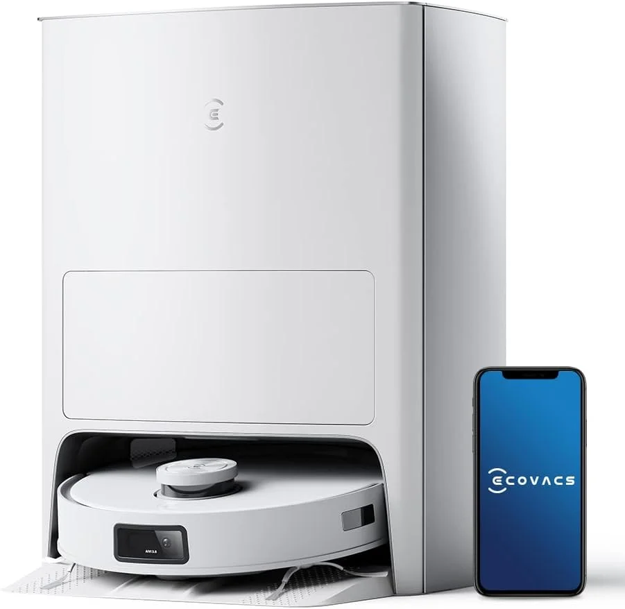 جاروبرقی رباتیک Ecovacs T10 OMNI (تمیز کردن خودکار + تخلیه خودکار)، جاروکشی و تمیز کردن عمیق، قوی ترین مکش 5000Pa، AIVI 3.0 و TrueMapping 2.0، کنترل صوتی OK YIKO