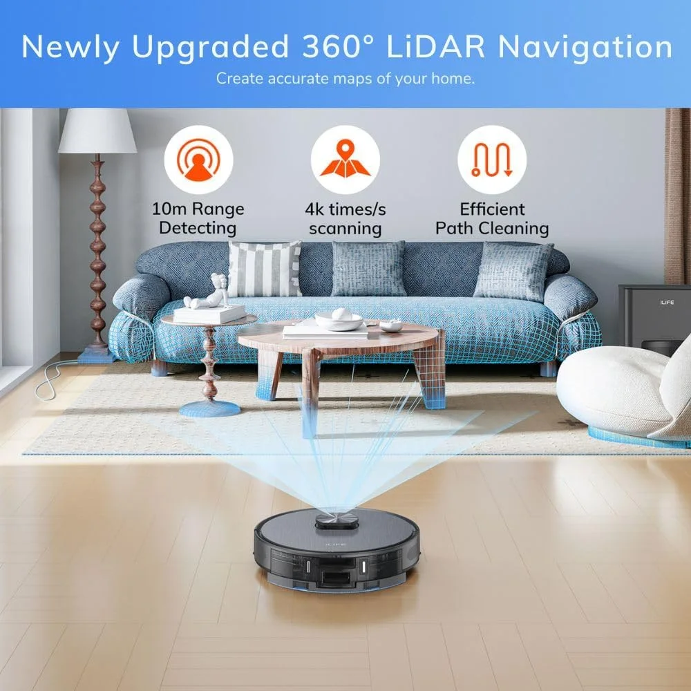 جاروبرقی رباتیک ILIFE T20s با مسیریابی پیشرفته LDS، تخلیه خودکار تا 70 روز، قدرت مکش 5000Pa، جارو و طی کشی همزمان، نقشه برداری چند طبقه، تمیز کردن سفارشی، برنامه، الکسا و GH جاروبرقی رباتیک ILIFE T20s با مسیریابی پیشرفته LDS، تخلیه خودکار تا 70 روز، قدرت مکش 5000Pa، جارو و طی کشی همزمان، نقشه برداری چند طبقه، تمیز کردن سفارشی، برنامه، الکسا و GH