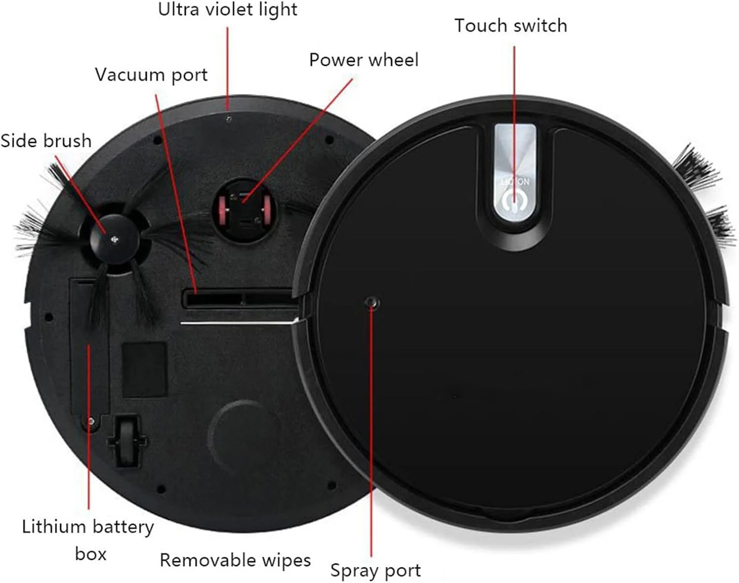 SYOSI Robot Vacuum Cleaner, SYOSI, Multifunction Vacuum Robot 5 in 1 2000Pa Strong Vacuum Cleaner, USB Charging Robotic Vacuum Cleaner for Pet Hair, Hard Floors (Black) SYOSI Robot Vacuum Cleaner, SYOSI, Multifunction Vacuum Robot 5 in 1 2000Pa Strong Vacuum Cleaner, USB Charging Robotic Vacuum Cleaner for Pet Hair, Hard Floors (Black)