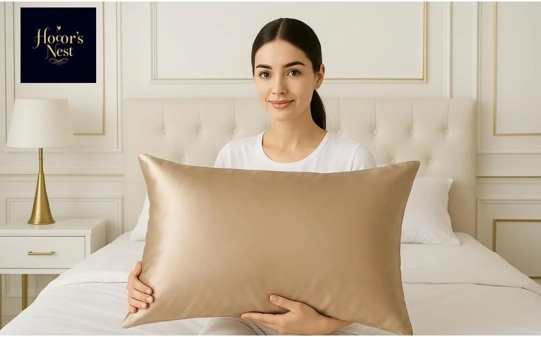 روبالشی ابریشمی ساتن طلایی 500 GSM هورز نست، 2 عدد، روکش بالش ساتن لوکس با بست پاکتی و اسکرانچی رایگان، نرم، قابل تنفس و خنک کننده، محافظ مو و پوست، 71x46 سانتی متر روبالشی ابریشمی ساتن طلایی 500 GSM هورز نست، 2 عدد، روکش بالش ساتن لوکس با بست پاکتی و اسکرانچی رایگان، نرم، قابل تنفس و خنک کننده، محافظ مو و پوست، 71x46 سانتی متر