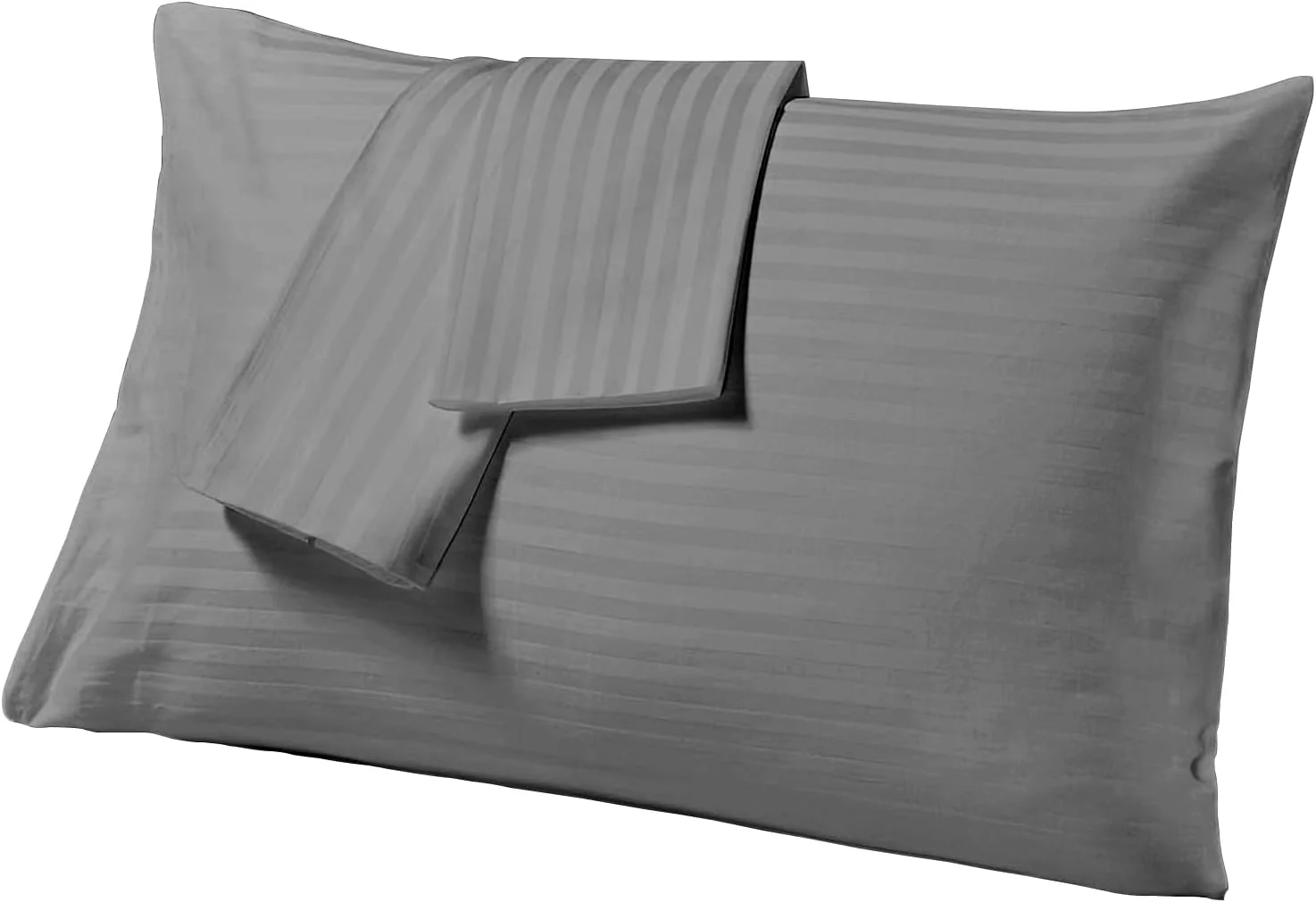 روبالشی های میکروفایبر هتل لینن کلاب سایز 50x75 سانتی متر، بسته 2 عددی، نرم، تنفس پذیر، سازگار با پوست، روکش بالش راه راه خاکستری روشن، روکش بالش تزئینی زیبا برای اتاق خواب، بدون پرکردن