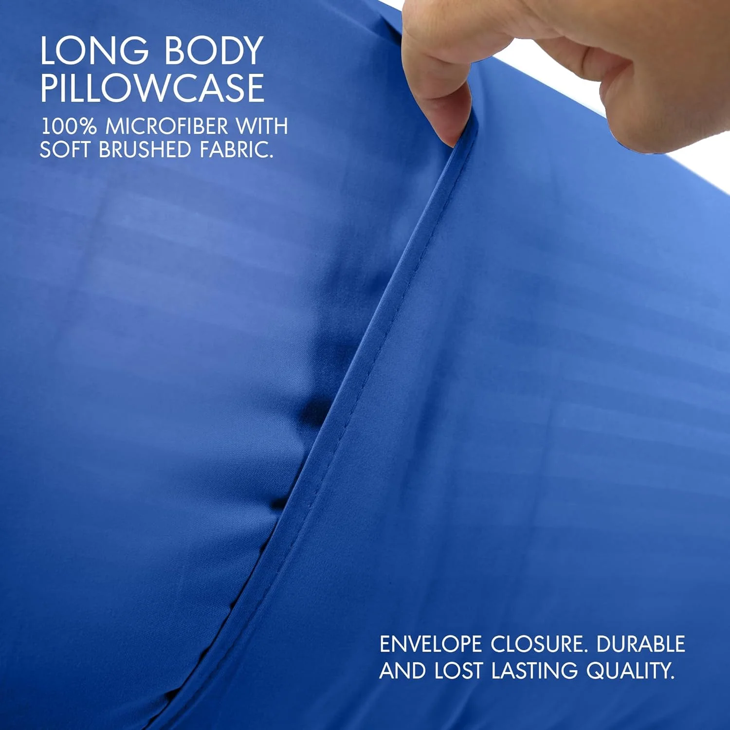 روبالشتی راه راه بلند هتلی Linen Klub - میکروفایبر 100% با بستن پاکتی، کیفیت نرم و بادوام، سایز: 45 × 125 سانتی متر، آبی رویال (بسته 2 عددی) روبالشتی راه راه بلند هتلی Linen Klub - میکروفایبر 100% با بستن پاکتی، کیفیت نرم و بادوام، سایز: 45 × 125 سانتی متر، آبی رویال (بسته 2 عددی)