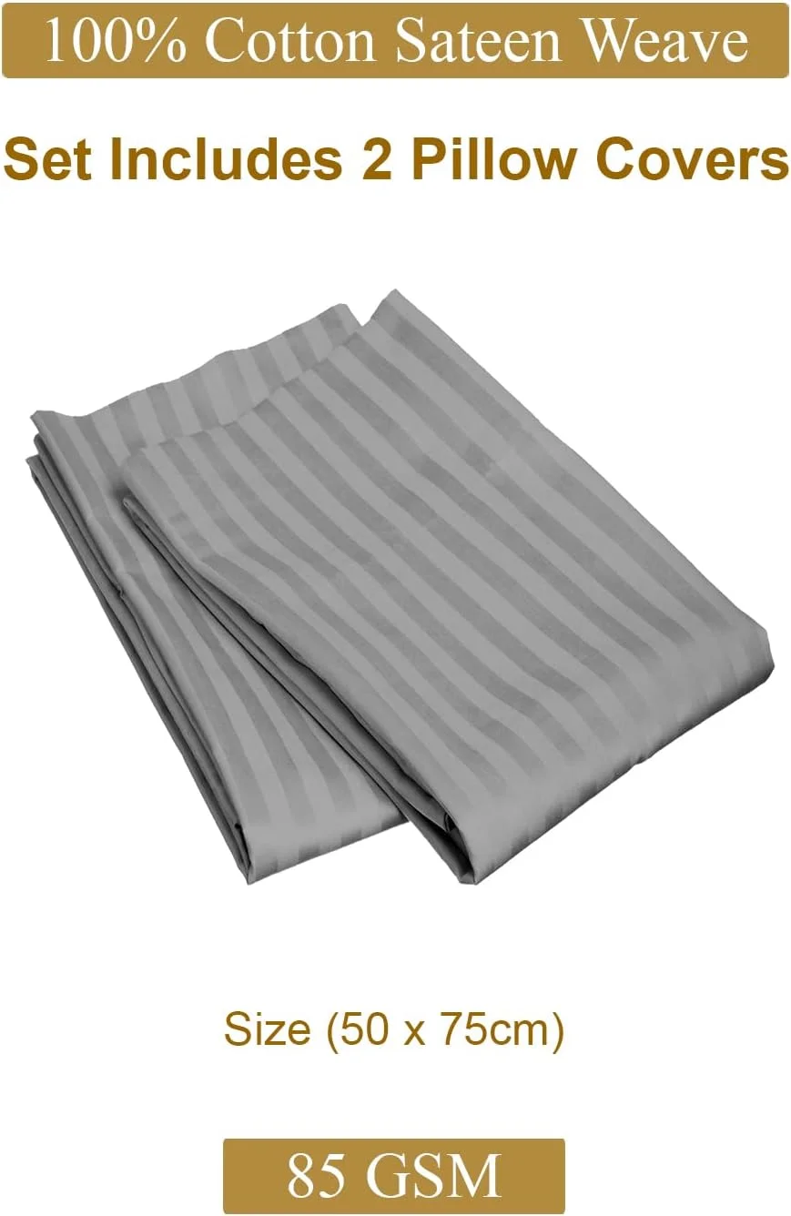 روبالشی های میکروفایبر هتل لینن کلاب سایز 50x75 سانتی متر، بسته 2 عددی، نرم، تنفس پذیر، سازگار با پوست، روکش بالش راه راه خاکستری روشن، روکش بالش تزئینی زیبا برای اتاق خواب، بدون پرکردن روبالشی های میکروفایبر هتل لینن کلاب سایز 50x75 سانتی متر، بسته 2 عددی، نرم، تنفس پذیر، سازگار با پوست، روکش بالش راه راه خاکستری روشن، روکش بالش تزئینی زیبا برای اتاق خواب، بدون پرکردن