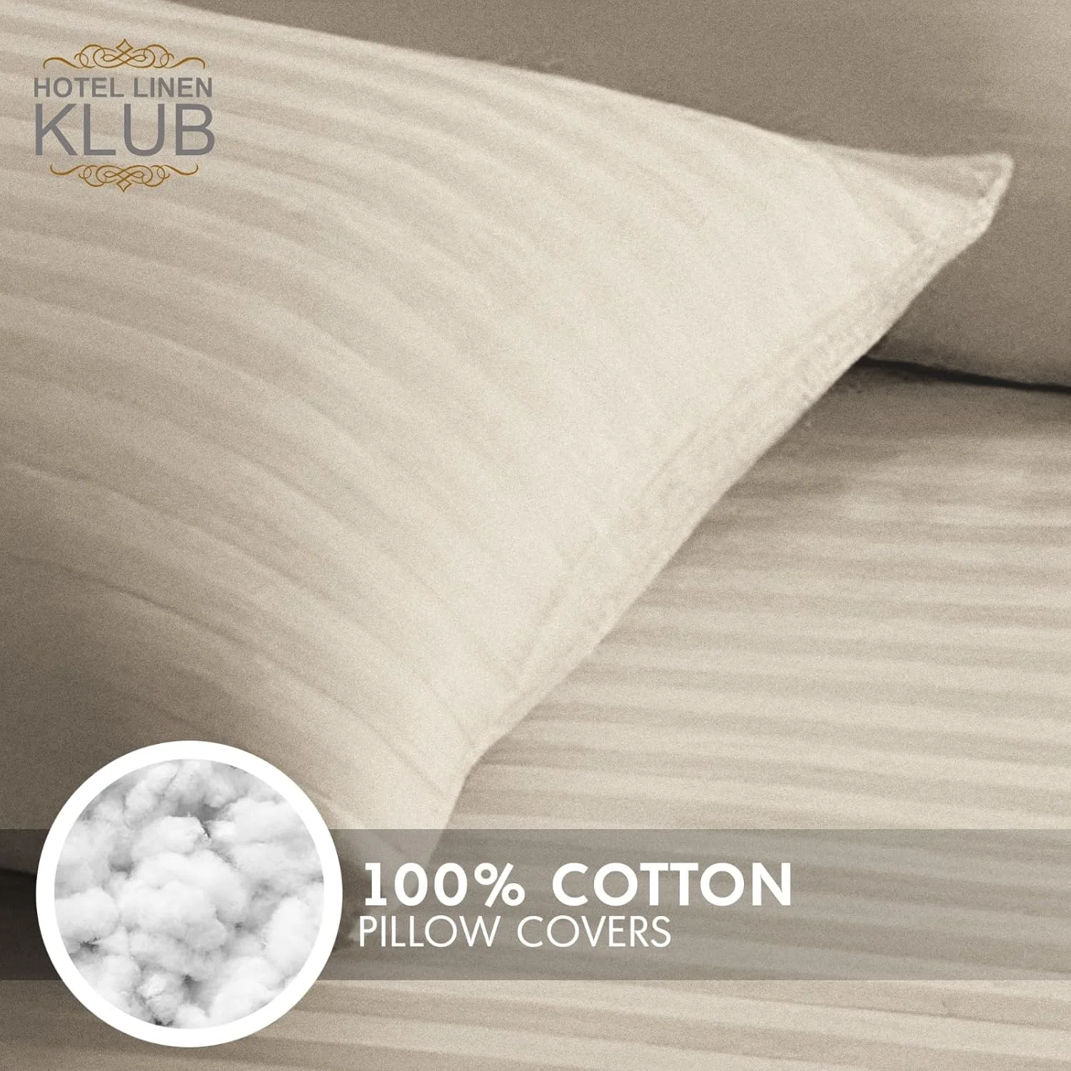 ست دو عددی روبالشتی هتلی Linen Klub Standard، 100% پنبه ساتن 250 نخ با راه راه 1 سانتی متری، سایز: 50X75 سانتی متر، رنگ: سنگی ست دو عددی روبالشتی هتلی Linen Klub Standard، 100% پنبه ساتن 250 نخ با راه راه 1 سانتی متری، سایز: 50X75 سانتی متر، رنگ: سنگی