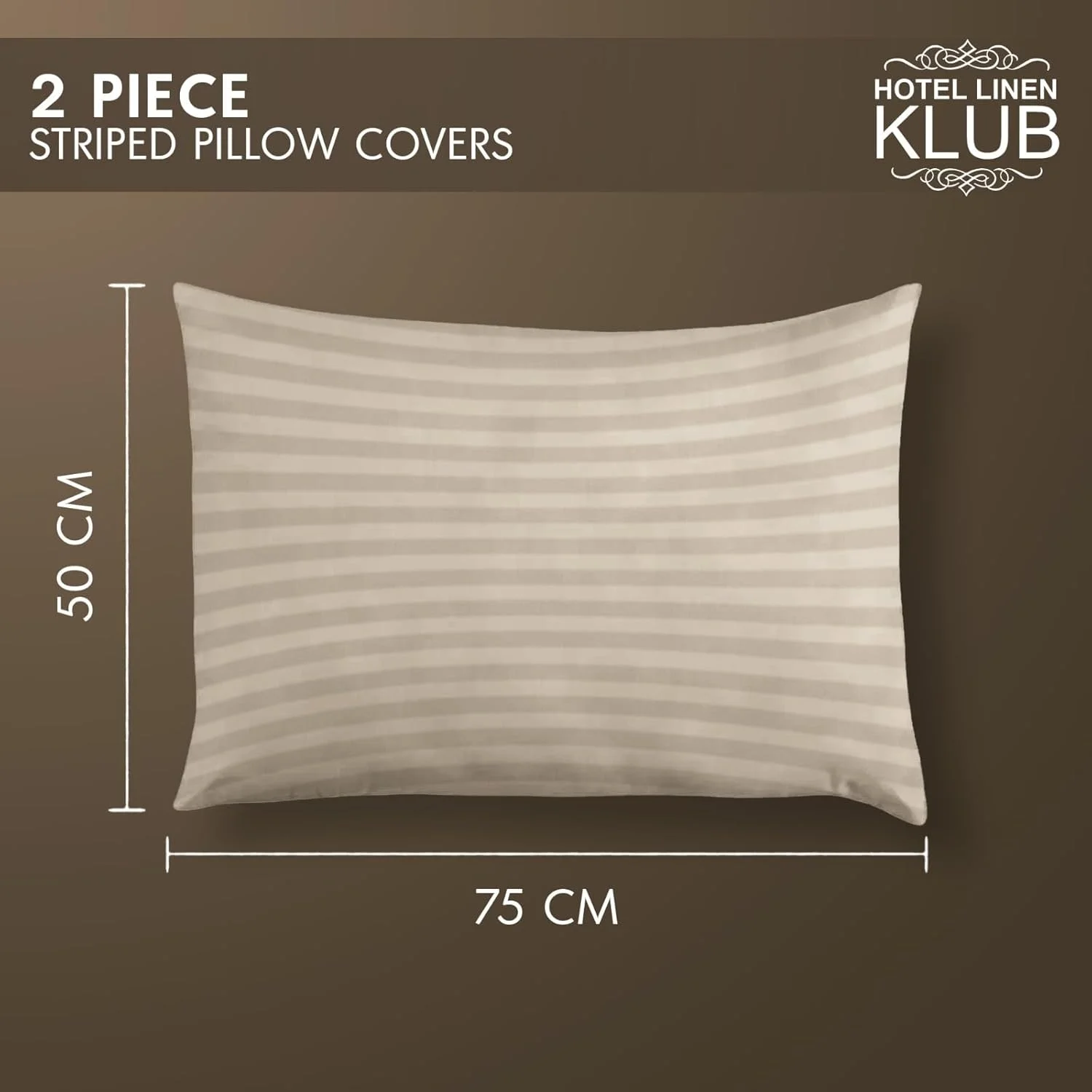 ست دو عددی روبالشتی هتلی Linen Klub Standard، 100% پنبه ساتن 250 نخ با راه راه 1 سانتی متری، سایز: 50X75 سانتی متر، رنگ: سنگی ست دو عددی روبالشتی هتلی Linen Klub Standard، 100% پنبه ساتن 250 نخ با راه راه 1 سانتی متری، سایز: 50X75 سانتی متر، رنگ: سنگی