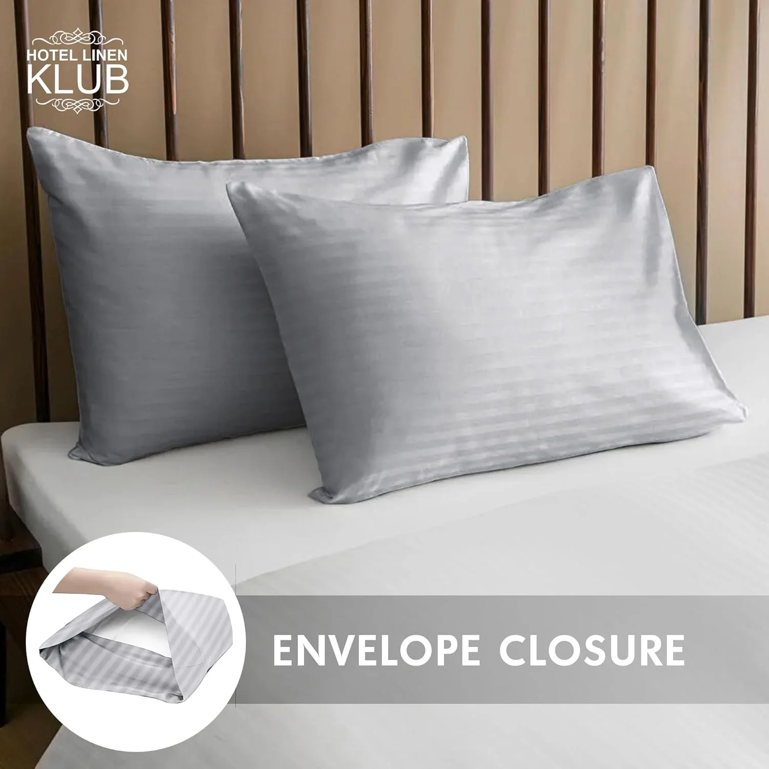 ست دو عددی روبالشتی استاندارد Hotel Linen Klub - ساتن 250TC پنبه 100% با طرح راه راه ظریف 1 سانتی متری، سایز: 50 × 75 سانتی متر، نقره ای براق برای لمسی از ظرافت در اتاق خواب شما ست دو عددی روبالشتی استاندارد Hotel Linen Klub - ساتن 250TC پنبه 100% با طرح راه راه ظریف 1 سانتی متری، سایز: 50 × 75 سانتی متر، نقره ای براق برای لمسی از ظرافت در اتاق خواب شما