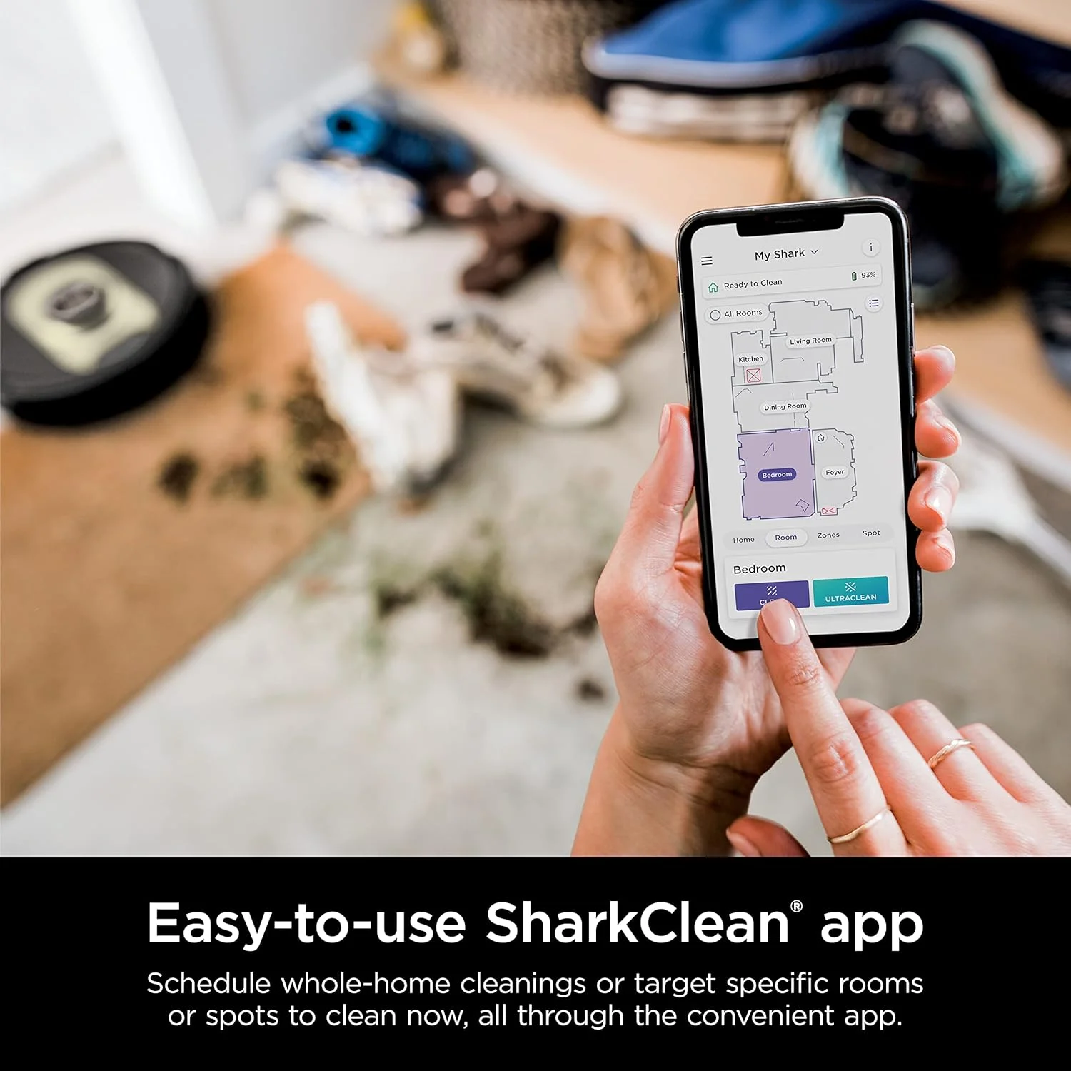 جاروبرقی رباتیک هوشمند Shark AV2501AE با پایه تخلیه خودکار XL HEPA، بدون کیسه، ظرفیت 60 روزه، مسیریابی LIDAR، ایده آل برای موی حیوانات خانگی، سازگار با الکسا، اتصال Wi-Fi، مناسب برای فرش و کف سخت، مشکی