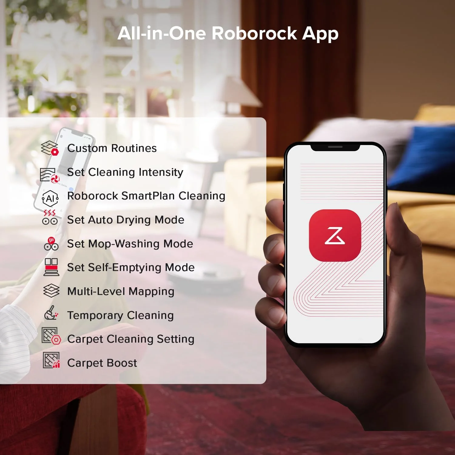 جاروبرقی رباتیک و تی شوی Roborock Qrevo 5AE (ارتقا یافته از S7 Max Ultra)، مکش 12000Pa، تی کشی لبه FlexiArm، برس های ضد گره دوتایی، بلند کردن تی 10 میلی متری و شستشو و خشک کردن خودکار، تخلیه و پر کردن خودکار جاروبرقی رباتیک و تی شوی Roborock Qrevo 5AE (ارتقا یافته از S7 Max Ultra)، مکش 12000Pa، تی کشی لبه FlexiArm، برس های ضد گره دوتایی، بلند کردن تی 10 میلی متری و شستشو و خشک کردن خودکار، تخلیه و پر کردن خودکار