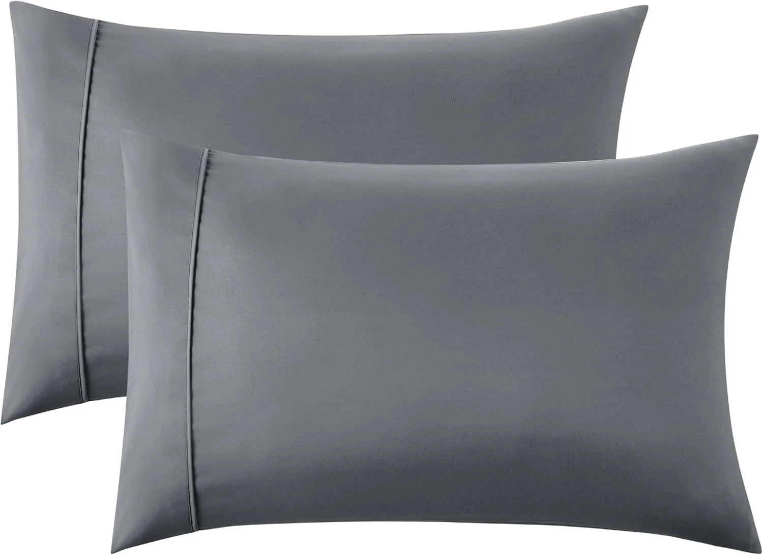 KASTWAVE Queen Pillow Cases, Set of 2 51 * 76cm Soft Brushed Microfiber Fabric Pillowcase with Envelope Closure, Shrinkage and Fade Resistant Pillow Covers, Machine Washable, Dark Grey