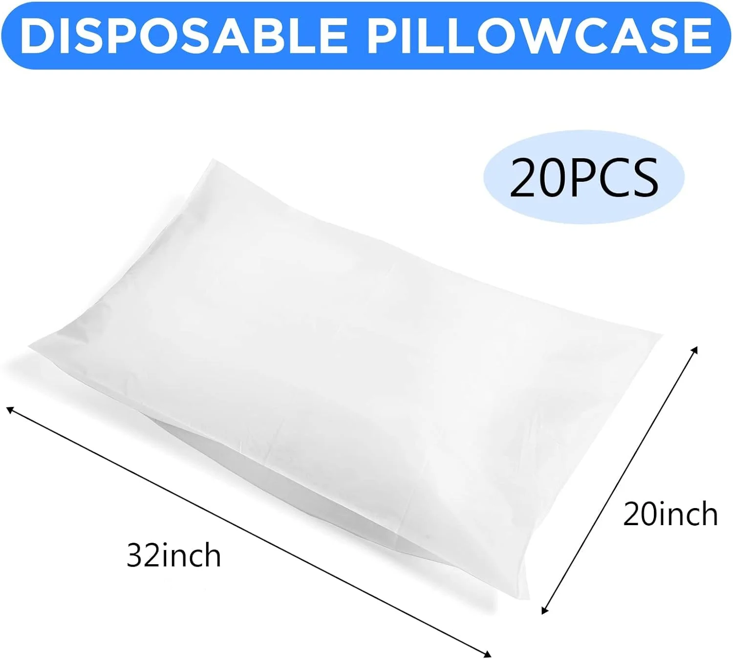 KASTWAVE 20 Pieces Disposable Pillow Cases, 32 x 20 Inches White Pillowfor Hotels Single Use Pillowcase, Disposable Home Bedding Supplies KASTWAVE 20 Pieces Disposable Pillow Cases, 32 x 20 Inches White Pillowfor Hotels Single Use Pillowcase, Disposable Home Bedding Supplies