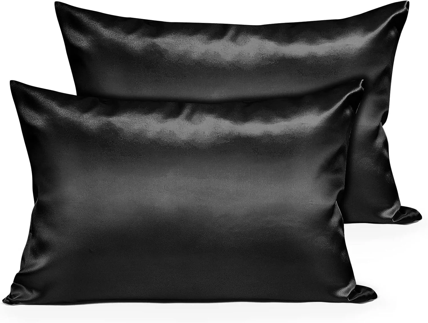 روکش کوسن ابریشم ساتن لوکس Joyhabit، 40x60 سانتی متر، مشکی، ست 2 عددی، رو بالشتی فوق العاده نرم و لطیف، محافظ پوست برای خواب عمیق