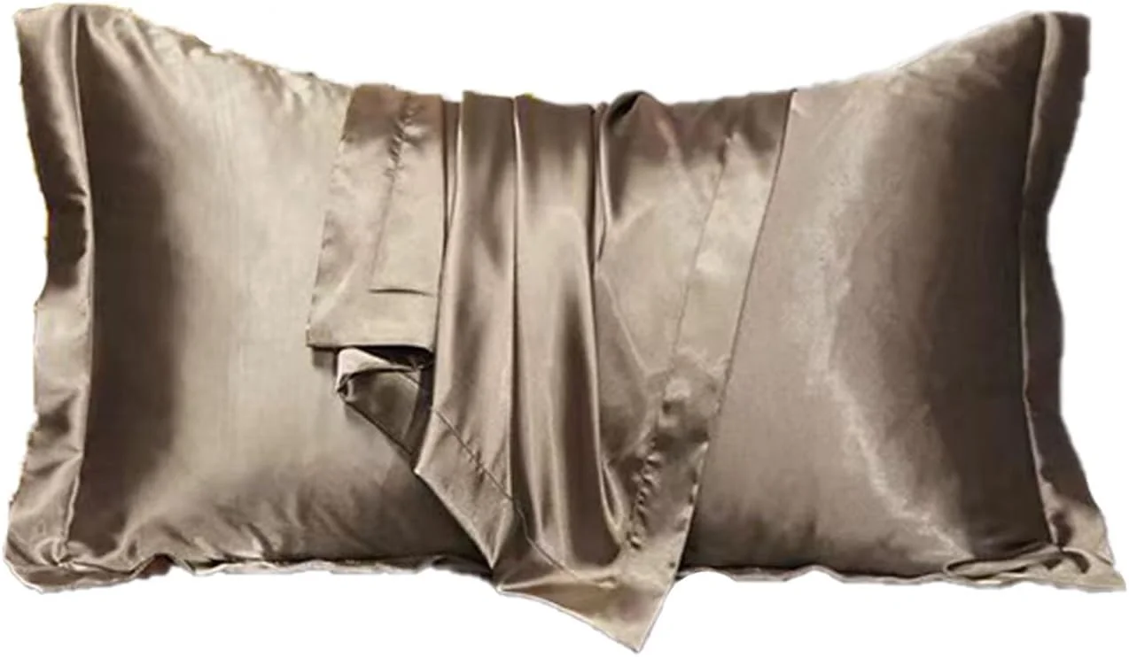 JRZXTWL Envelope Silk Pillowcase for Hair and Skin Standard Size 20"X 30" Soft Breathable Smooth Cooling Pillow Covers for Sleeping 2 Piece (Champagne, Queen (U.S. Standard))
