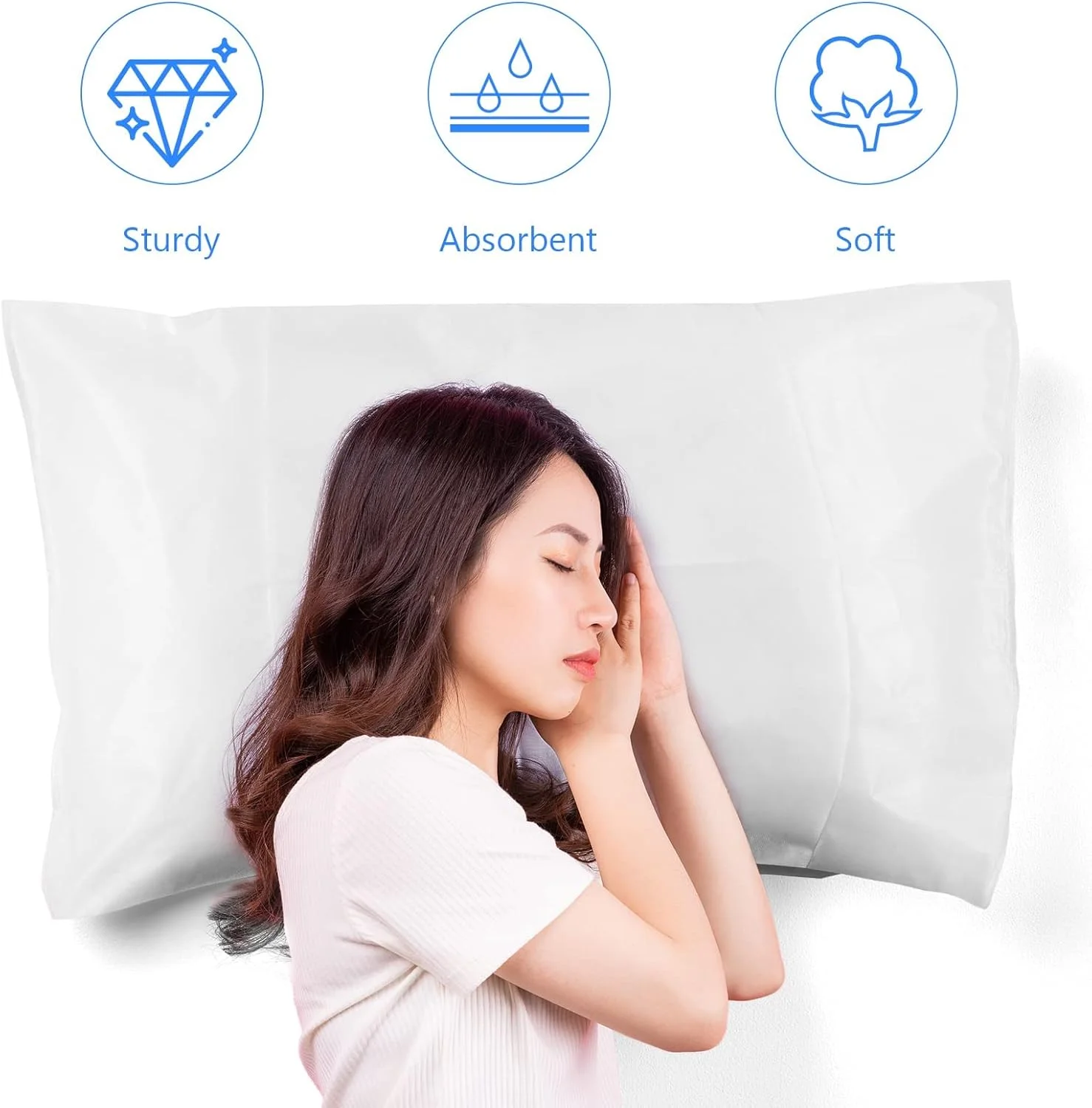 KASTWAVE 20 Pieces Disposable Pillow Cases, 32 x 20 Inches White Pillowfor Hotels Single Use Pillowcase, Disposable Home Bedding Supplies KASTWAVE 20 Pieces Disposable Pillow Cases, 32 x 20 Inches White Pillowfor Hotels Single Use Pillowcase, Disposable Home Bedding Supplies