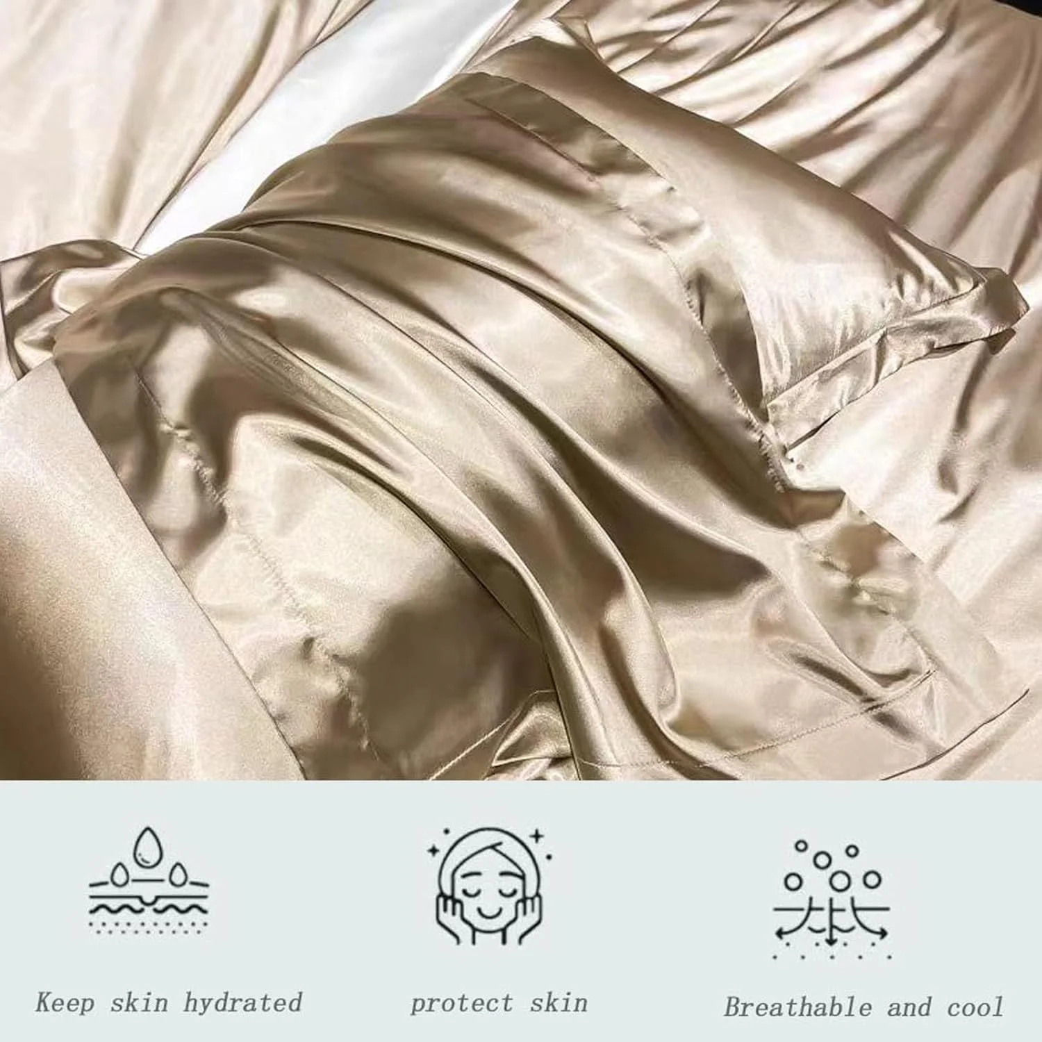 JRZXTWL Envelope Silk Pillowcase for Hair and Skin Standard Size 20"X 30" Soft Breathable Smooth Cooling Pillow Covers for Sleeping 2 Piece (Champagne, Queen (U.S. Standard)) JRZXTWL Envelope Silk Pillowcase for Hair and Skin Standard Size 20"X 30" Soft Breathable Smooth Cooling Pillow Covers for Sleeping 2 Piece (Champagne, Queen (U.S. Standard))