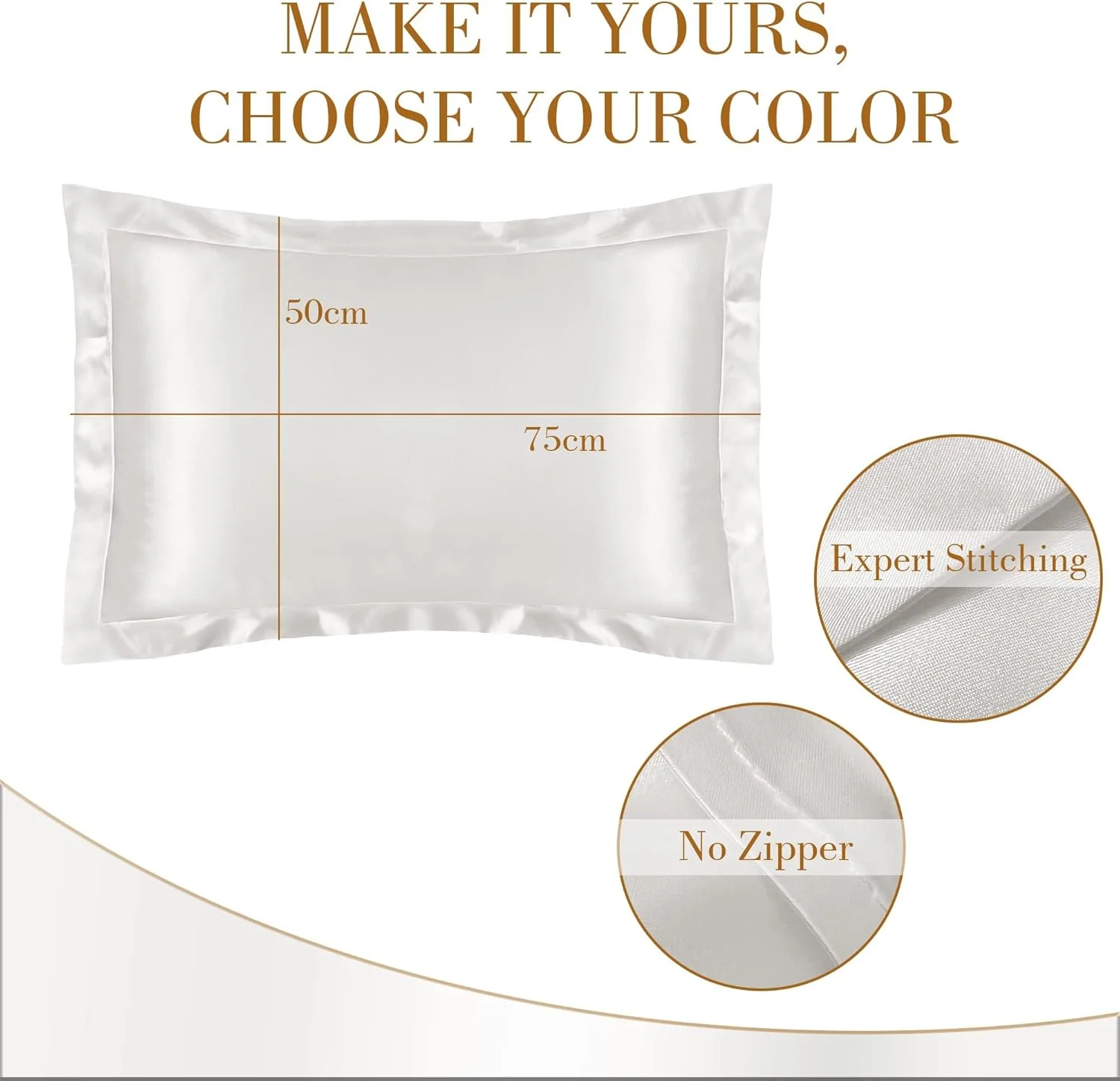 KASTWAVE Natural Mulberry Silk Pillowcase, 2 Pack 50 x 75 cm Soft Smooth Cooling Silk Pillow Covers, Premium Grade Both Side 600 Thread Count Silk Pillowcase for Hair and Skin Health, White KASTWAVE Natural Mulberry Silk Pillowcase, 2 Pack 50 x 75 cm Soft Smooth Cooling Silk Pillow Covers, Premium Grade Both Side 600 Thread Count Silk Pillowcase for Hair and Skin Health, White