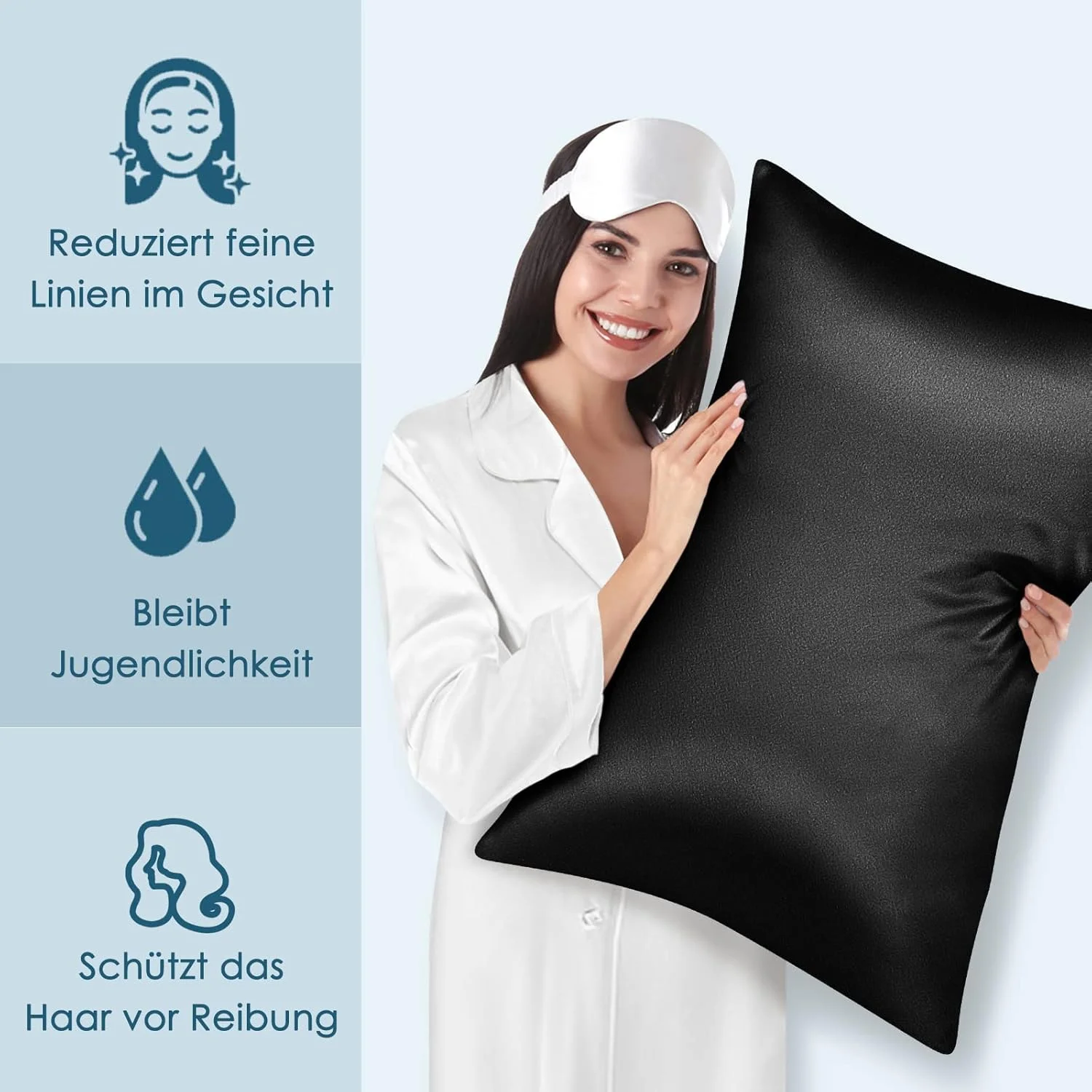 روکش کوسن ابریشم ساتن لوکس Joyhabit، 40x60 سانتی متر، مشکی، ست 2 عددی، رو بالشتی فوق العاده نرم و لطیف، محافظ پوست برای خواب عمیق روکش کوسن ابریشم ساتن لوکس Joyhabit، 40x60 سانتی متر، مشکی، ست 2 عددی، رو بالشتی فوق العاده نرم و لطیف، محافظ پوست برای خواب عمیق